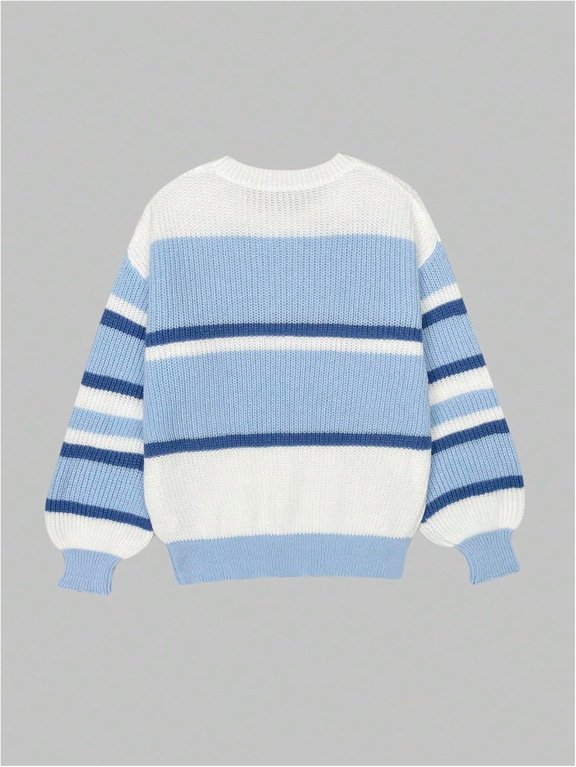 WDIRARA Women's Colorblock Striped Sweaters Crew Neck Long Sleeve Pullover Knit Tops - Image 4