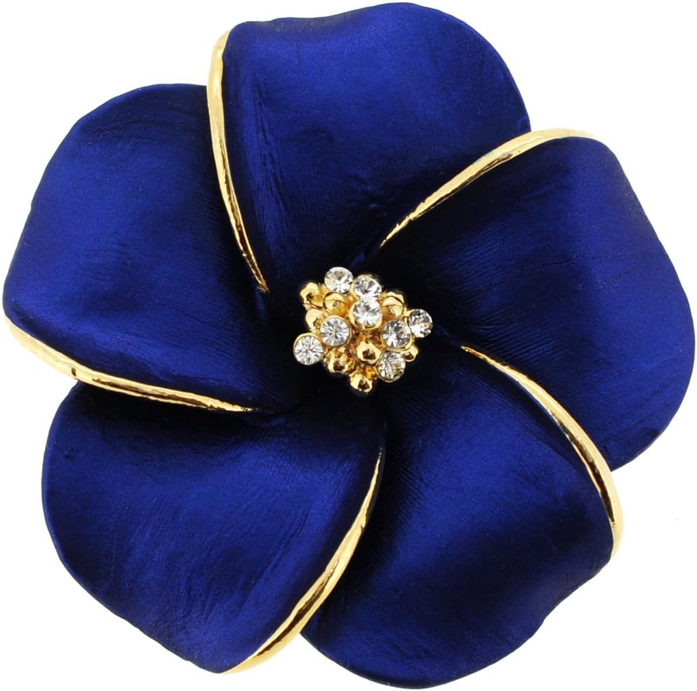 Fabuzone Blue Hawaiian Plumeria Flower Swarovski Crystal Pin Brooch and Pendant(Chain No Included)