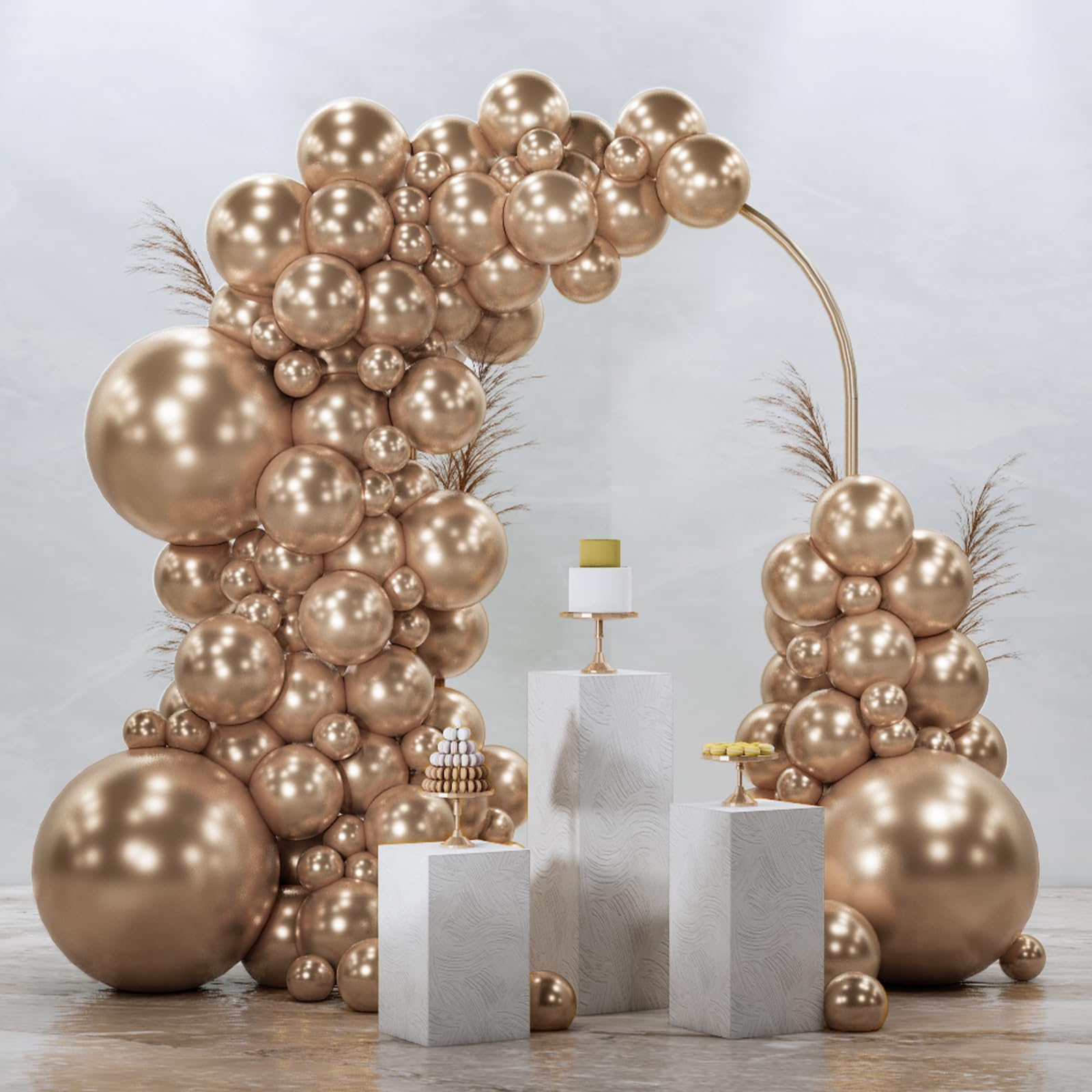 PartyWoo Chrome Gold Balloons, 100 pcs Gold Chrome Balloons Different Sizes Pack of 18 Inch 12 Inch 10 Inch 5 Inch for Balloon Garland or Balloon Arch as Birthday Decorations, Party Decorations