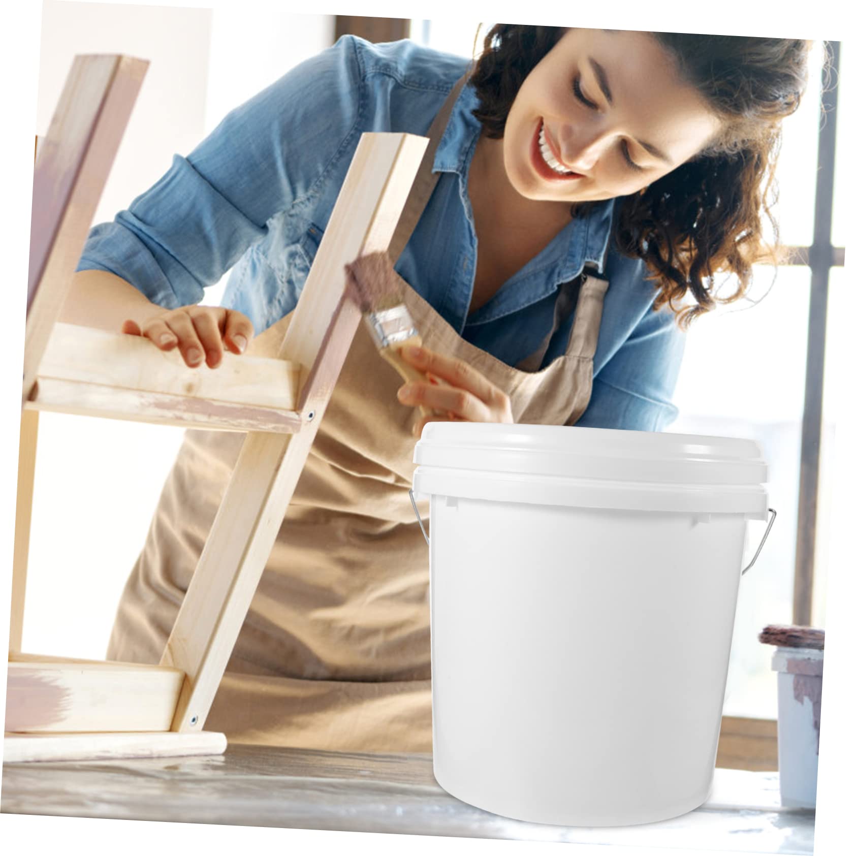 Cubo de Pintura Blanco de 10 litros Hdpe con Tapa Multiusos para Almacenar y Transportar Pintura de Forma Práctica y Segura
