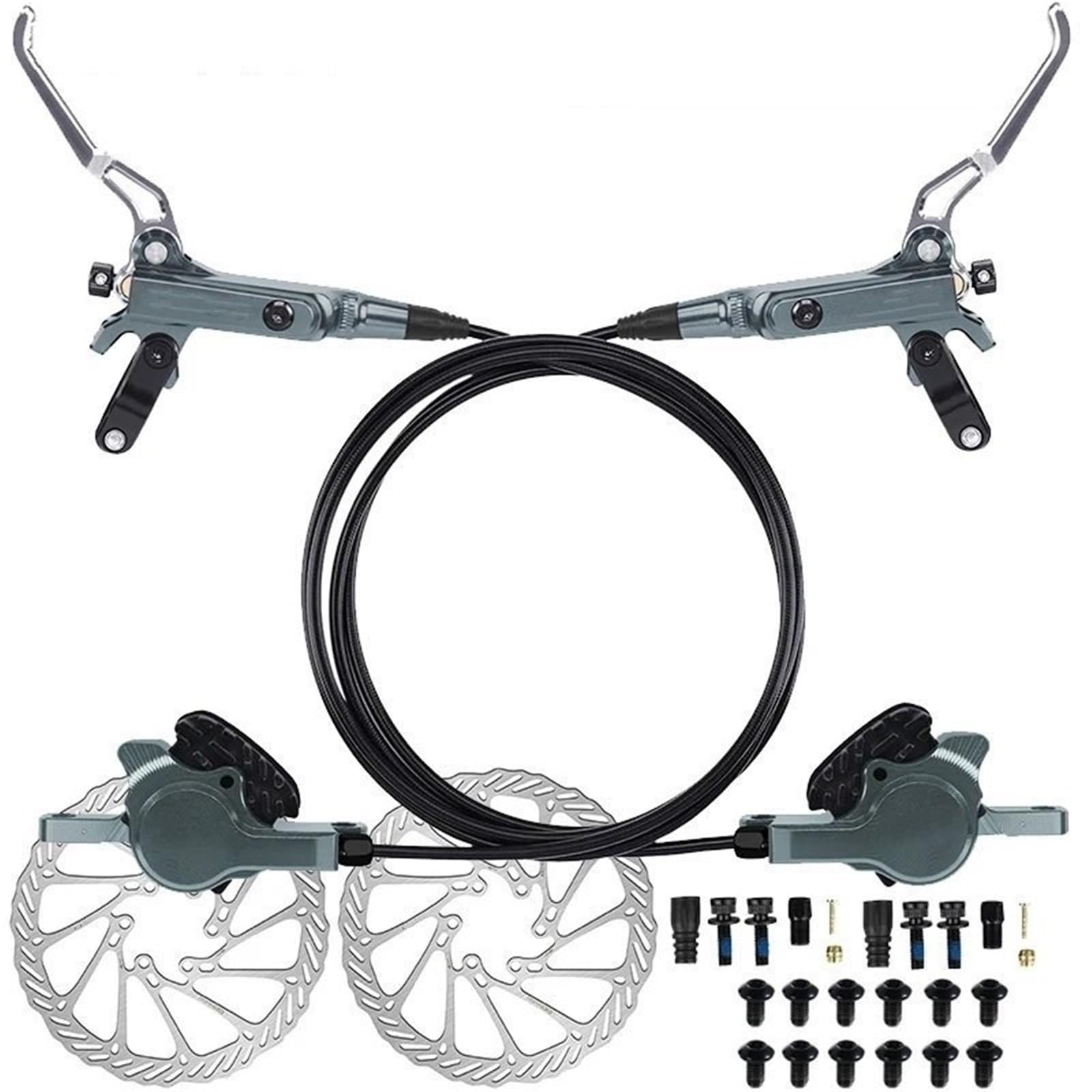 rower tylny bęben hamulcowy tylny bęben hamulcowy 4 tłokowy hydrauliczny hamulec tarczowy 160mm wirniki ciśnienie oleju AM DH rower MTB hamulec tarczowy 850mm 1550mm przód tył(2PISTON-ROTOR silver)