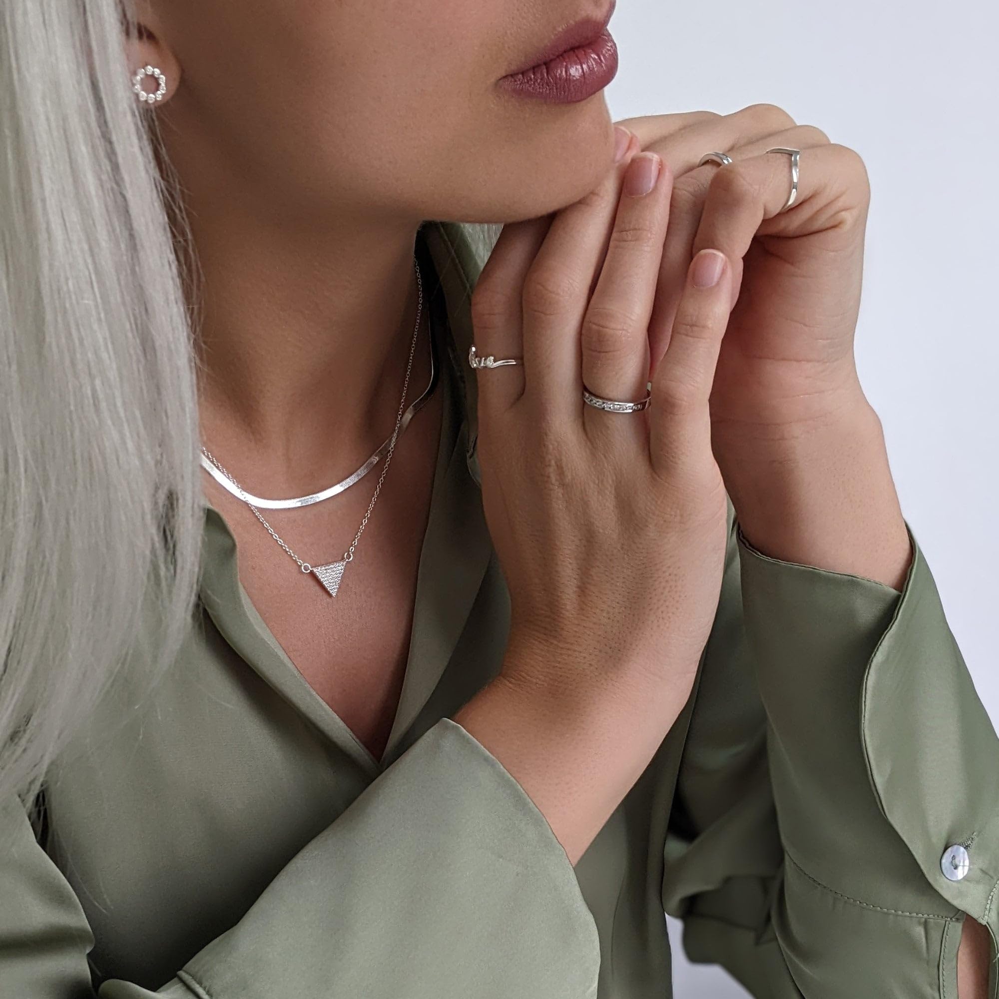 Silverly Collana a Spina di Pesce in Argento 925 per Donna, 45cm | Catena a Serpente Piatta Semplice in Argento Sterling da 2,5mm per Stratificazione | Catene Minimaliste