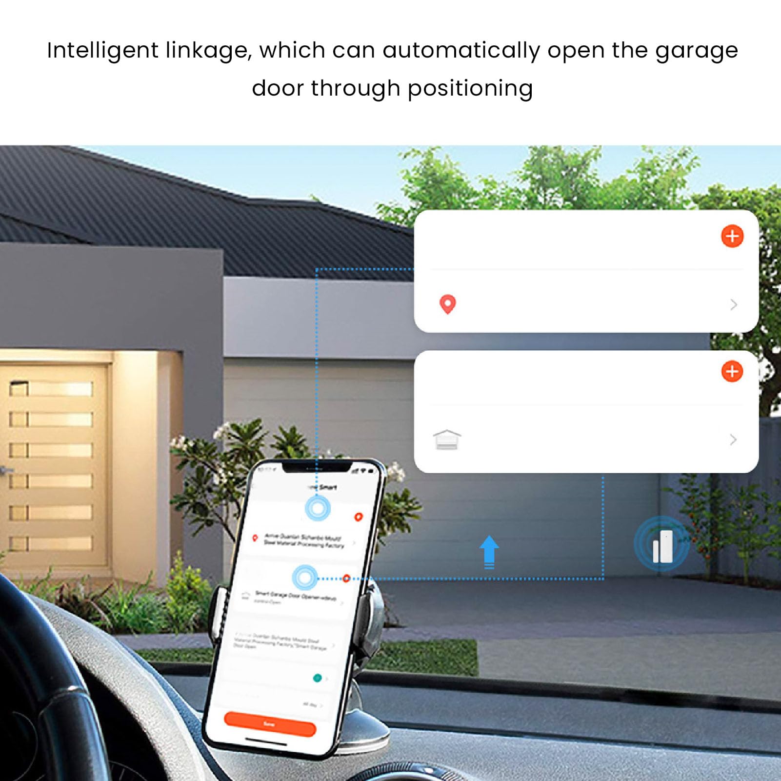 Mando a distancia WiFi para puerta de garaje compatible con abridor de puerta de garaje inalámbrico Tuya con sensor inteligente y control de aplicación compatible con comandos de