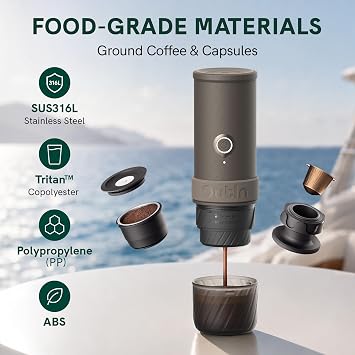 OutIn Mino Portable Electric Espresso Machine for Travel with Self-Heating