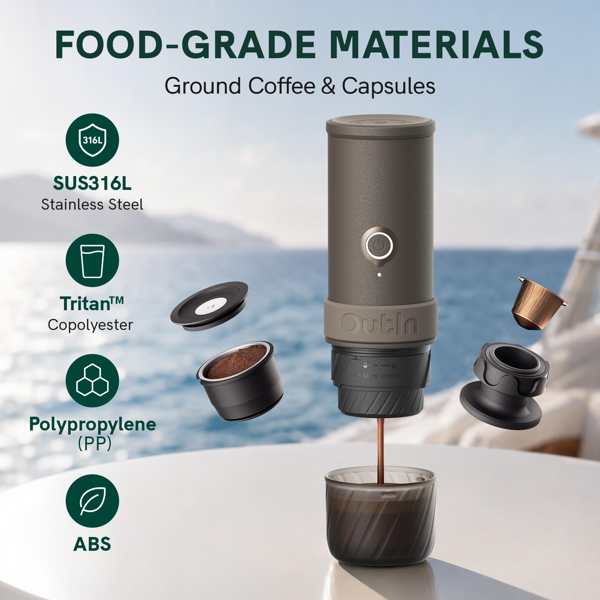 OutIn Mino Portable Electric Espresso Machine for Travel with Self-Heating view 5