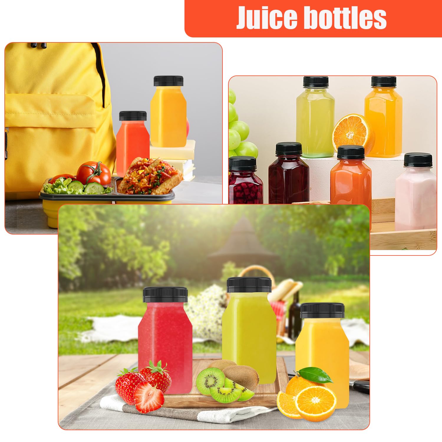 24 Piezas Botellas Plástico Pequeñas con Tapas 120 ml Mini Botella de Bebida Vacía Botellas Zumo Reutilizables Botellas para Shots Transparente para Agua Jugo Batidos Leche Bebidas Caseras