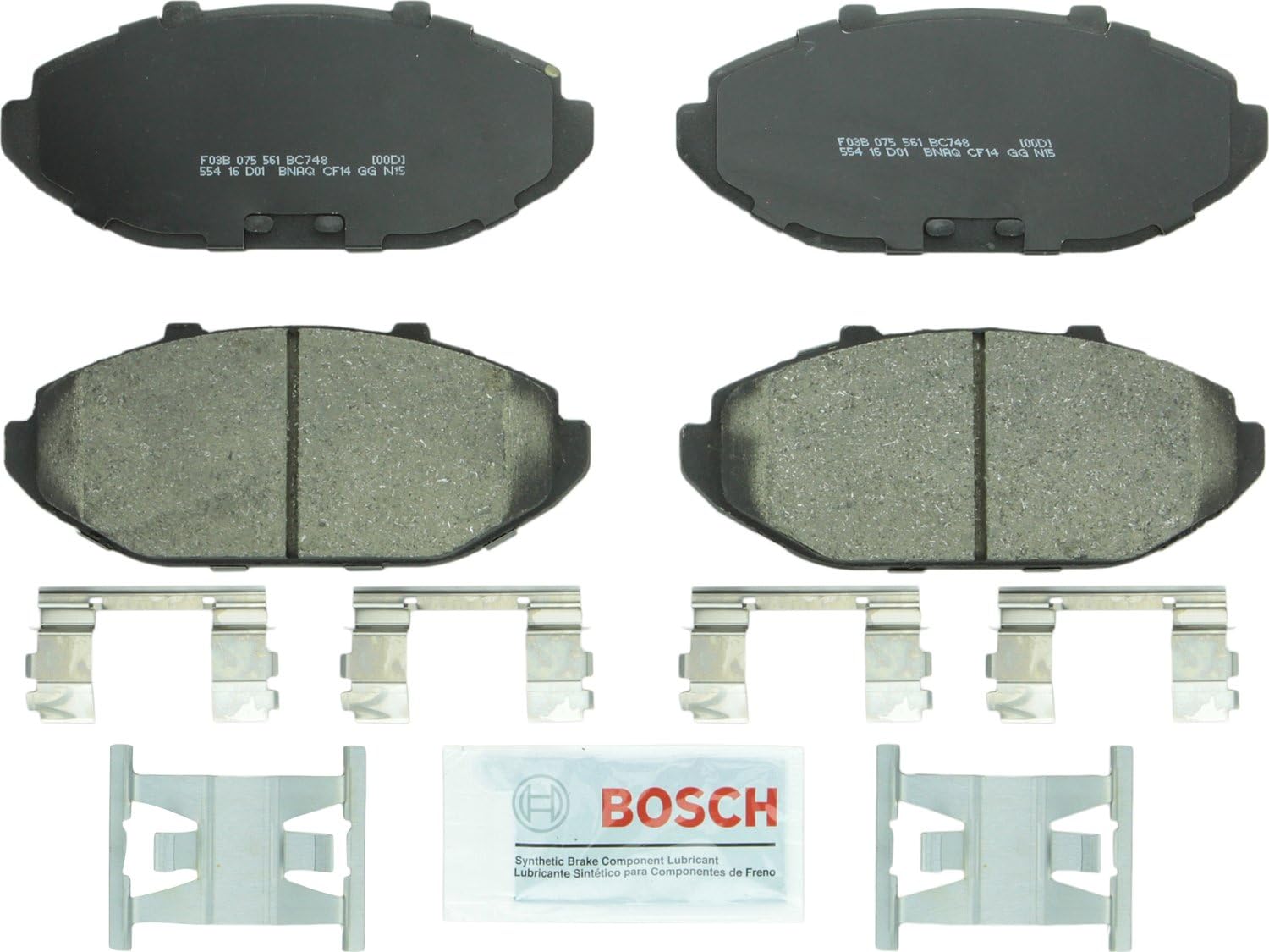 BOSCH BC748 QuietCast Premium Ceramic Disc Brake Pad Set - Compatible with Select Ford Crown Victoria; Lincoln Town Car; Mercury Grand Marquis; FRONT