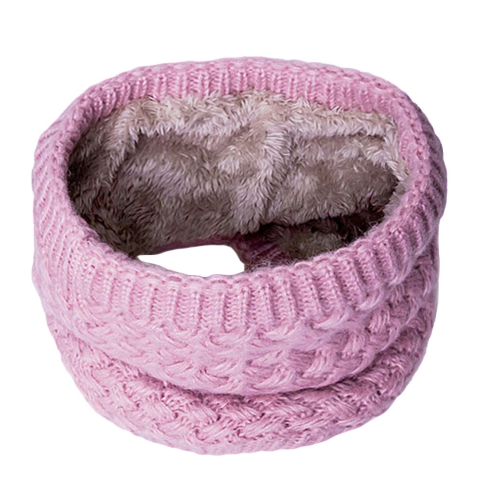 Gemini_mall Unisex Pink Gemini_mall® Winter Knitted Snood Scarf Loop Infinity Fur Neckerchief Neck Warmer Wrap Scarves