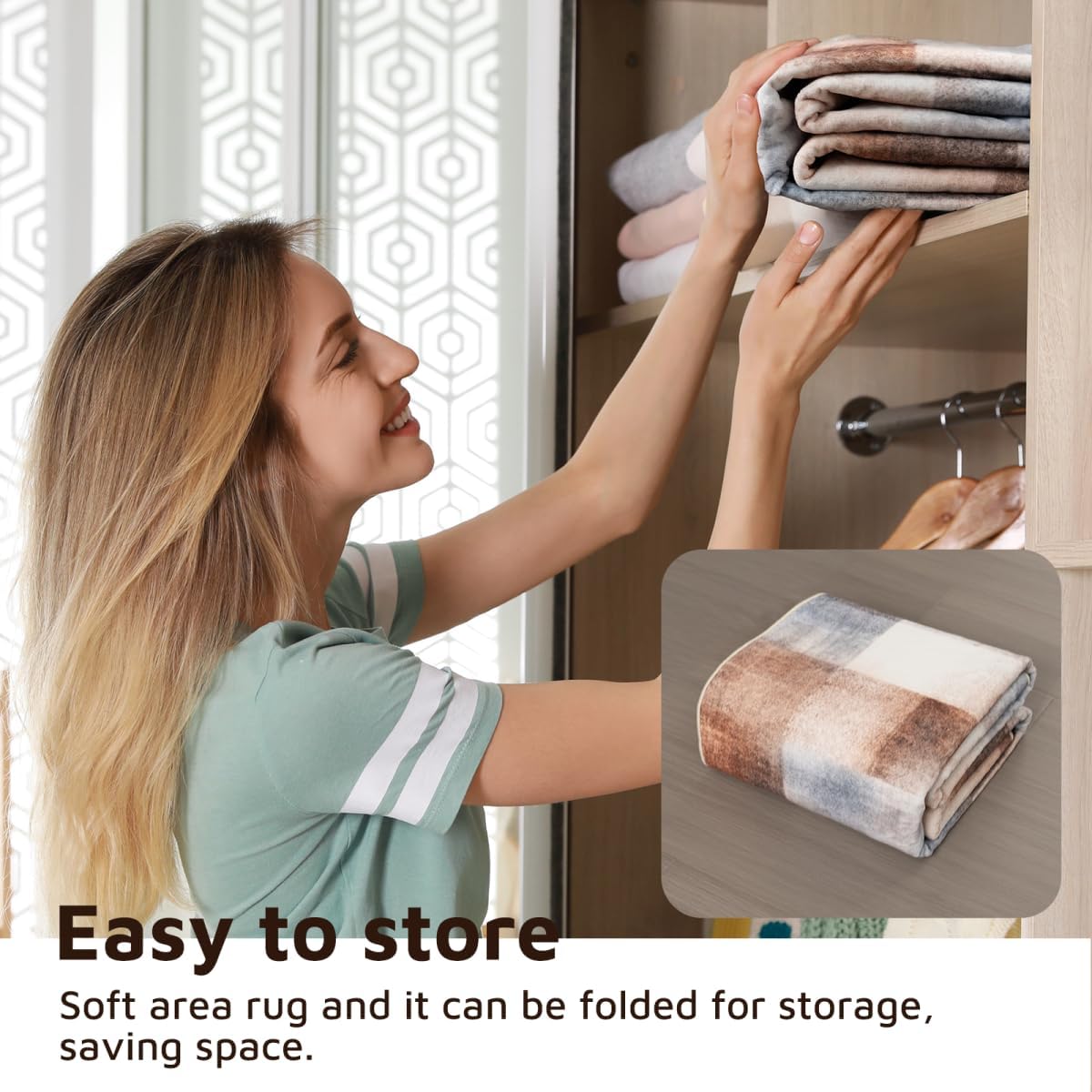 Modern Area Rug - Geometric Rug for Bedroom Living Room, Machine Washable Rug Soft Non Slip Non Shedding, Checkered Rugs for Teen Dorm Home Decor Aesthetic, Nursery, Playroom, Brown, 10'x14'