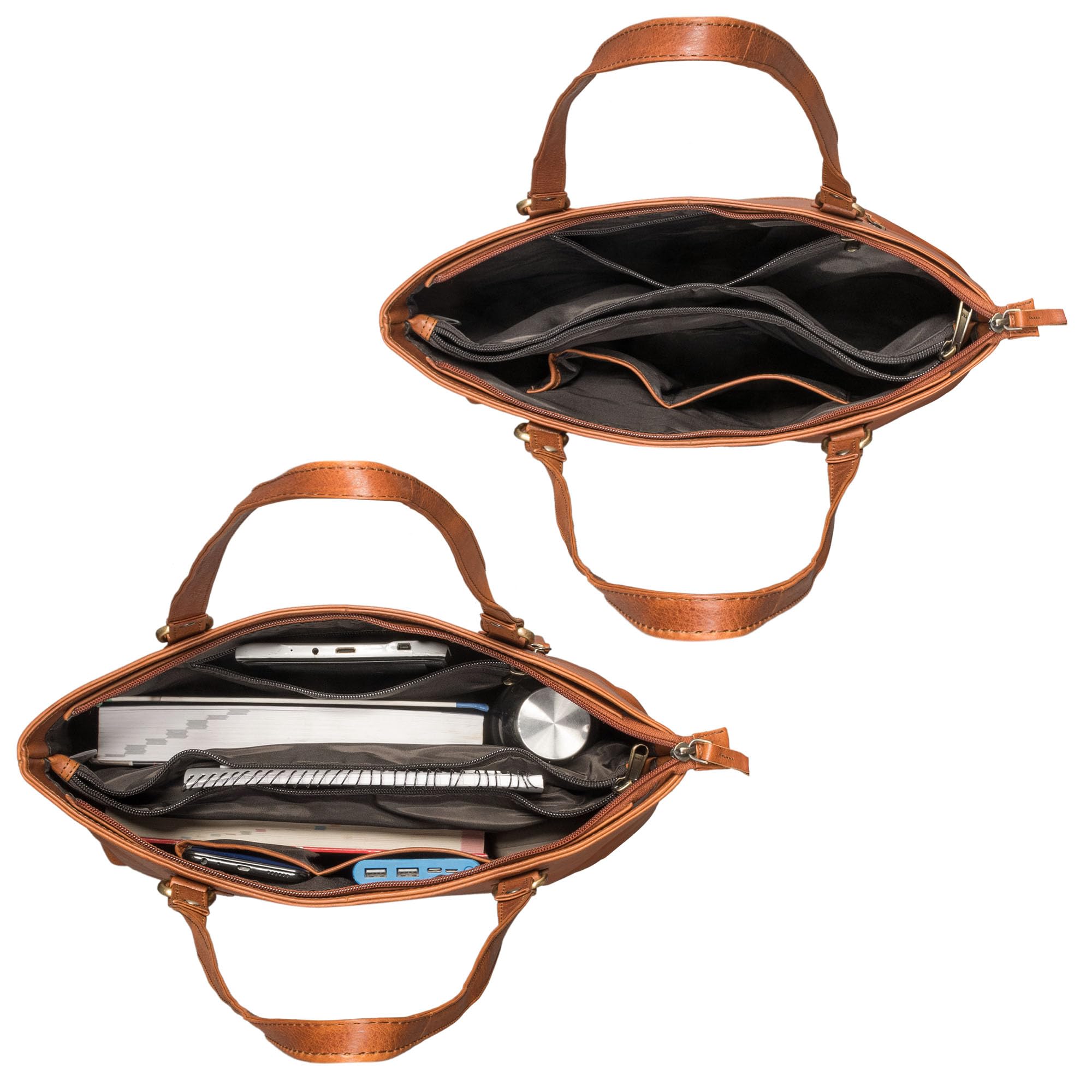 ROYALZ "Augustine Vintage Echtleder Handtasche Damen mittelgroß Leder Henkeltasche Schultertasche mit langen Henkeln;Farbe:Schwarz