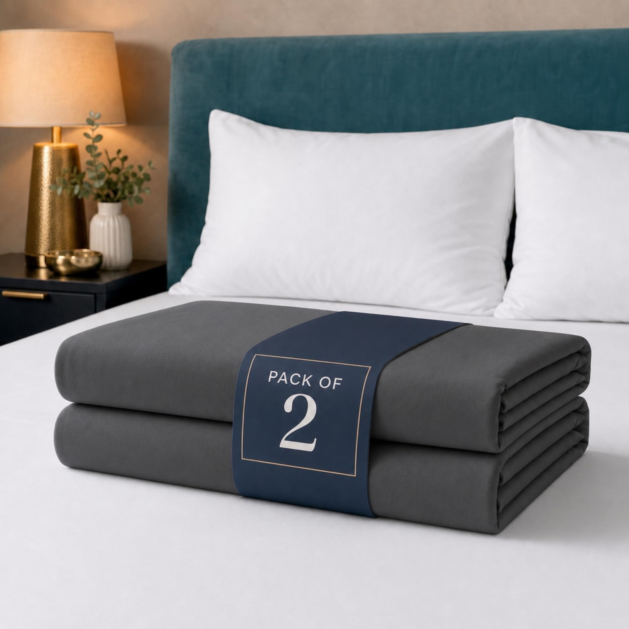 Z&A Bedding Charcoal Fitted Sheet 2x Single - 30CM Extra Deep Elastic Corners Bedsheet, Soft Brushed Microfibre Sheet, Washable, Shrinkage & Fade Resistant — image 1