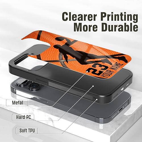 Miniatura 3 de Funda de teléfono personalizada con nombre y número de baloncesto para iPhone 11 12 13 14 15 16 17 Pro Max Plus Mini Air Xs Xr, para Samsung A03 A13