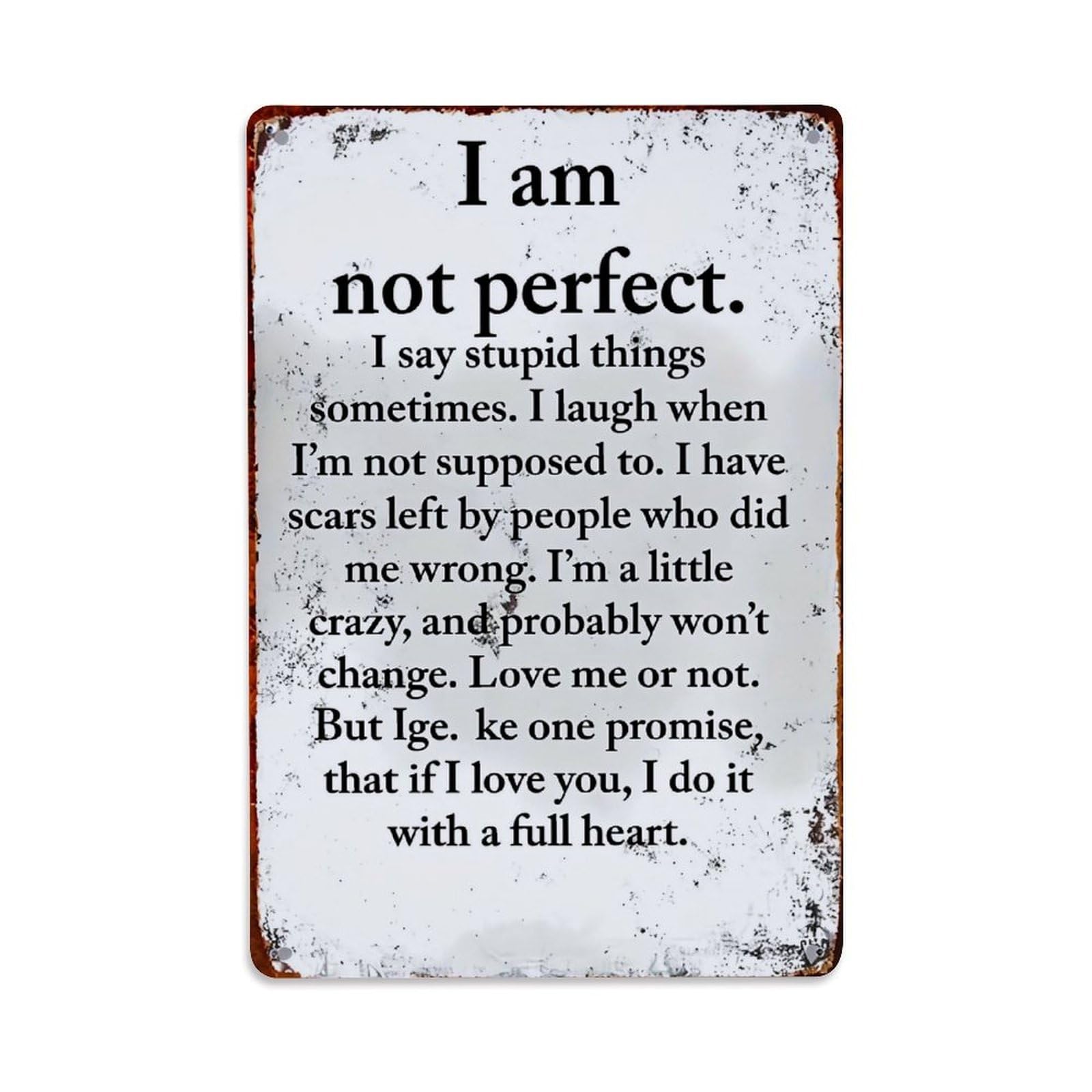 Jdfenggu Vintage I Am Not Perfect Say Stupid Things Laugh Retro Metal Tin Sign, Decor Art Poster For Bar, Home, Man Cave, Kitchen, Laundry Room Gift 8X12inch