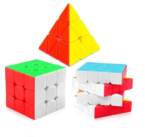D ETERNAL Cube 3X3 4X4 And Pyraminx Pyramid Triangle Puzzle Cubes Combo Set, Teen