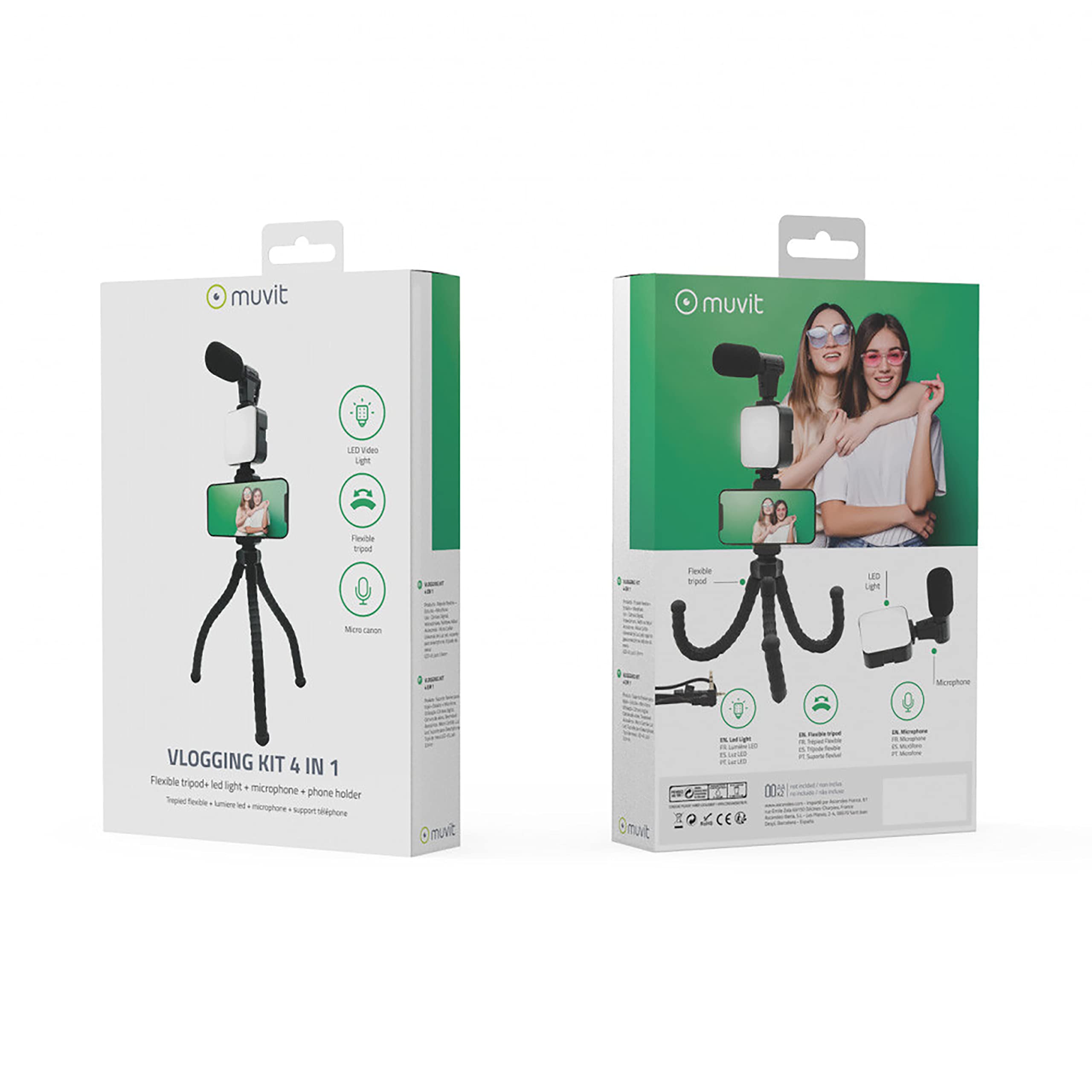 VLOGGING Kit 4 EN 1 Micro + TREPIED + Soporte + LED