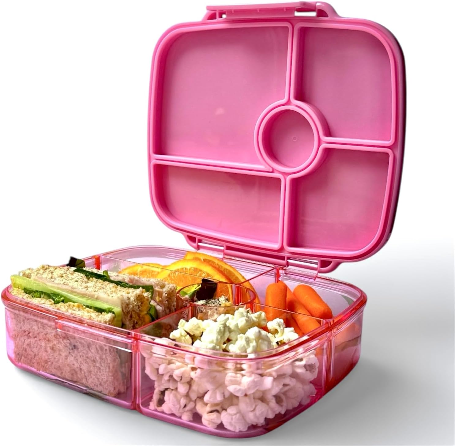 Yumbox Go Bento Lunch Box for Kids and adults, Leakproof Lids, Deep Tray, 5 Compartments, Removable Gasket, Compact, Lightweight, Food Safe (Sydney Pink)
