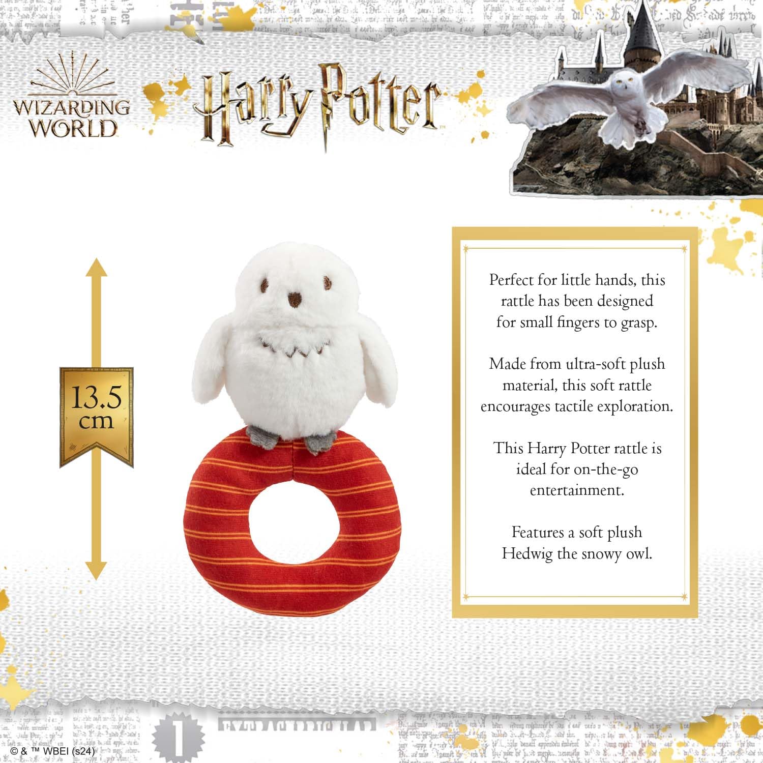 Rainbow Designs Harry Potter Hedwig Plush Baby Rattle, Soft Sensory Toy for Newborns - Image 3