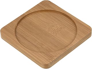 M METERXITY 3 Pack Planter Saucers - Bamboo Square Round Flowerpot Drip Trays Apply to Outdoor/Garden (10cm)