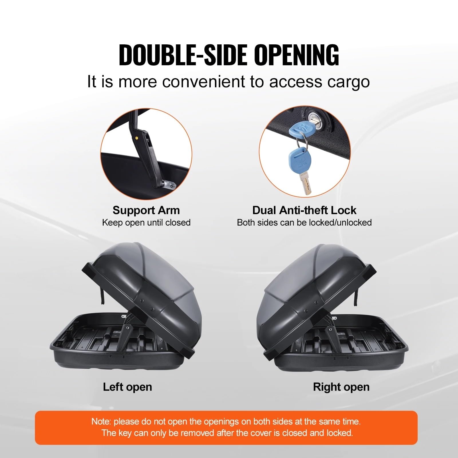 Étagère Arrière Coffre De Toit Rigide en ABS avec Ouverture Double Face Et 2 Sangles Renforcées Housse Colis Cargo(22cubic)