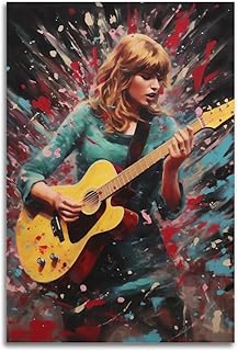 Taylor Poster Swift Playing Guitar Music Decor Canvas Art Painting Aesthetic Poster Poster Decorative Painting Canvas Wall Art Living Room Posters Bedroom Painting 16x24inch(Unframed)
