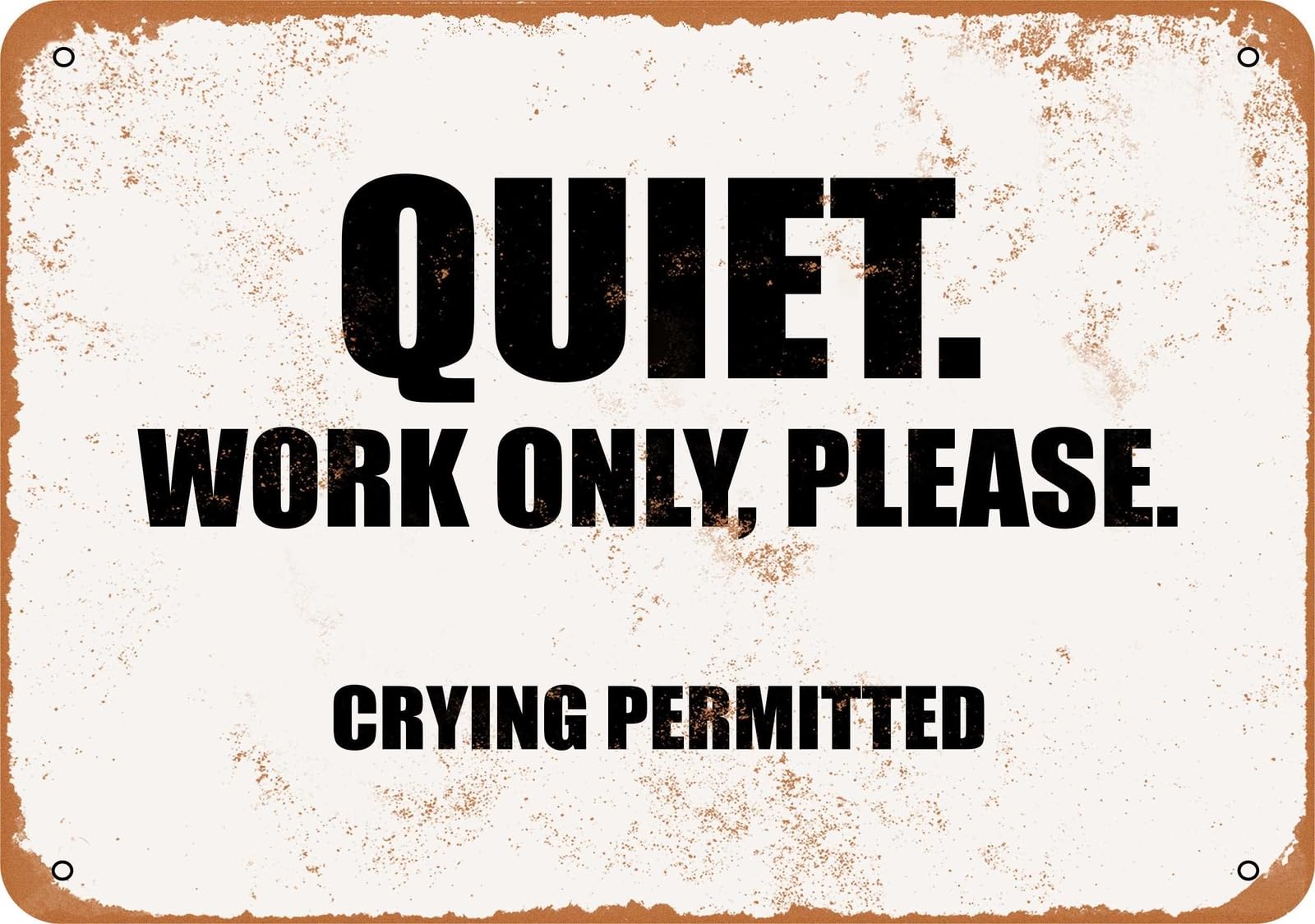 Miaomansenstore Metal Sign - Quiet Work Only, Please (Crying Permitted) Home Decor