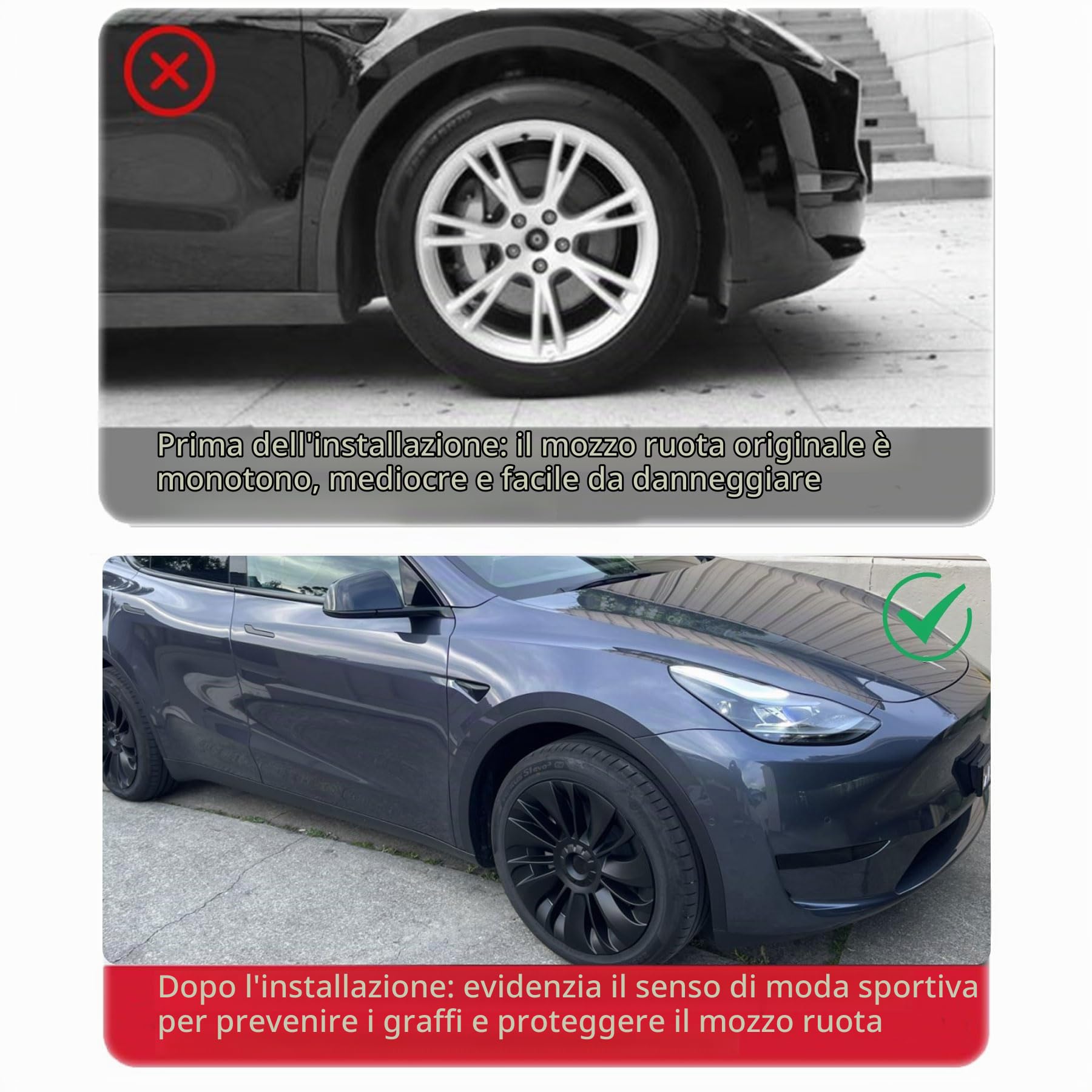 KAVANIC Copricerchi per Tesla Model Y 19 pollici 2020-2024, set da 4 pezzi | Copricerchi stile Multi-spoke per Tesla Model Y Gemini Cerchi(RWD/AWD), Nero Opaco, Design Simmetrico, Long Range