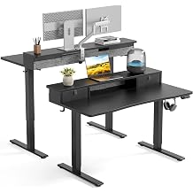 FEZIBO 55" x 28" Electric Standing Desk with 2 Drawers, Black