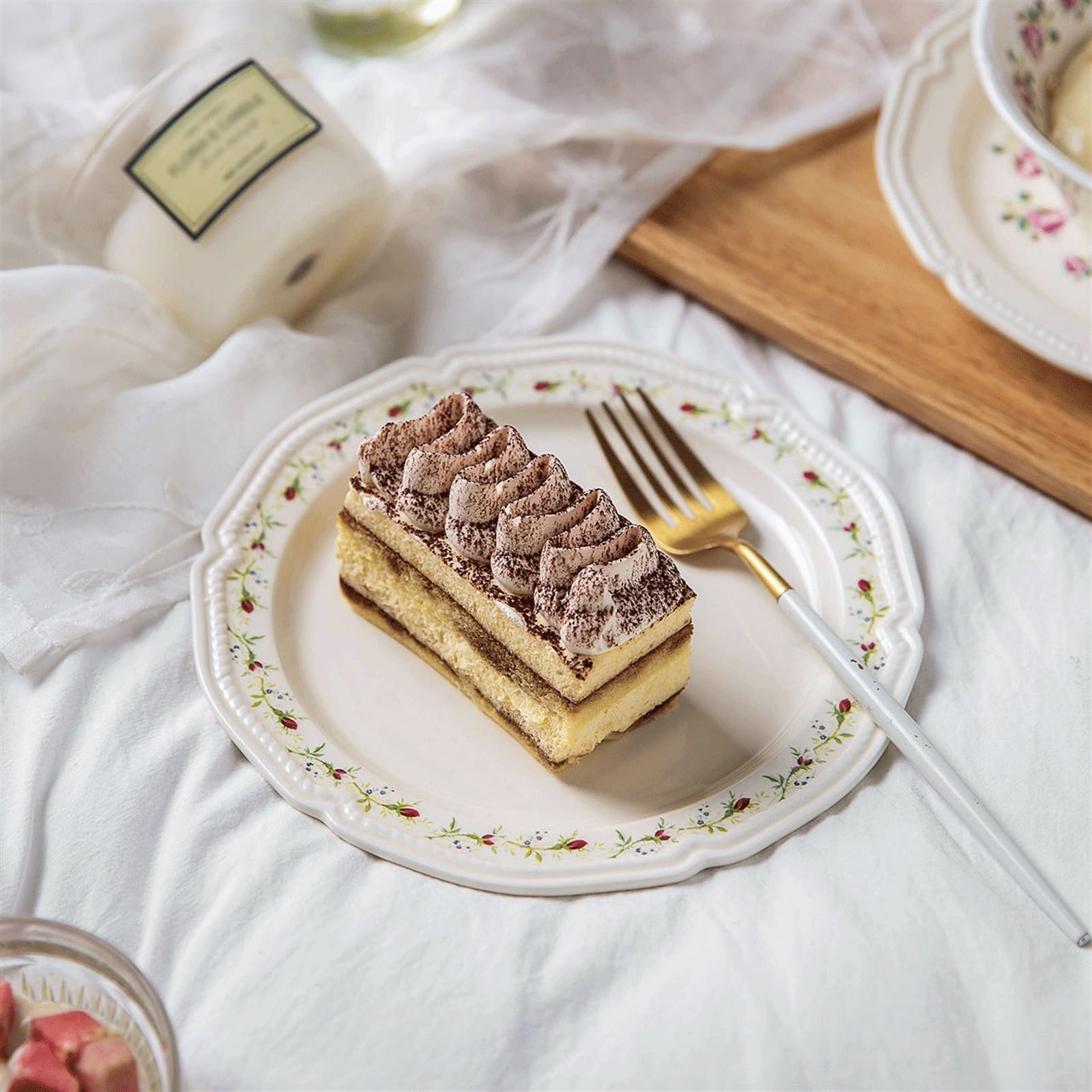 Talerze obiadowe Ceramiczny talerz obiadowy w stylu Vintage Rose Zastawa stołowa do kuchni Talerz głęboki Talerz obiadowy Duży talerz obiadowy Nadaje się do steku sałatkowego Naczynia do serwowania
