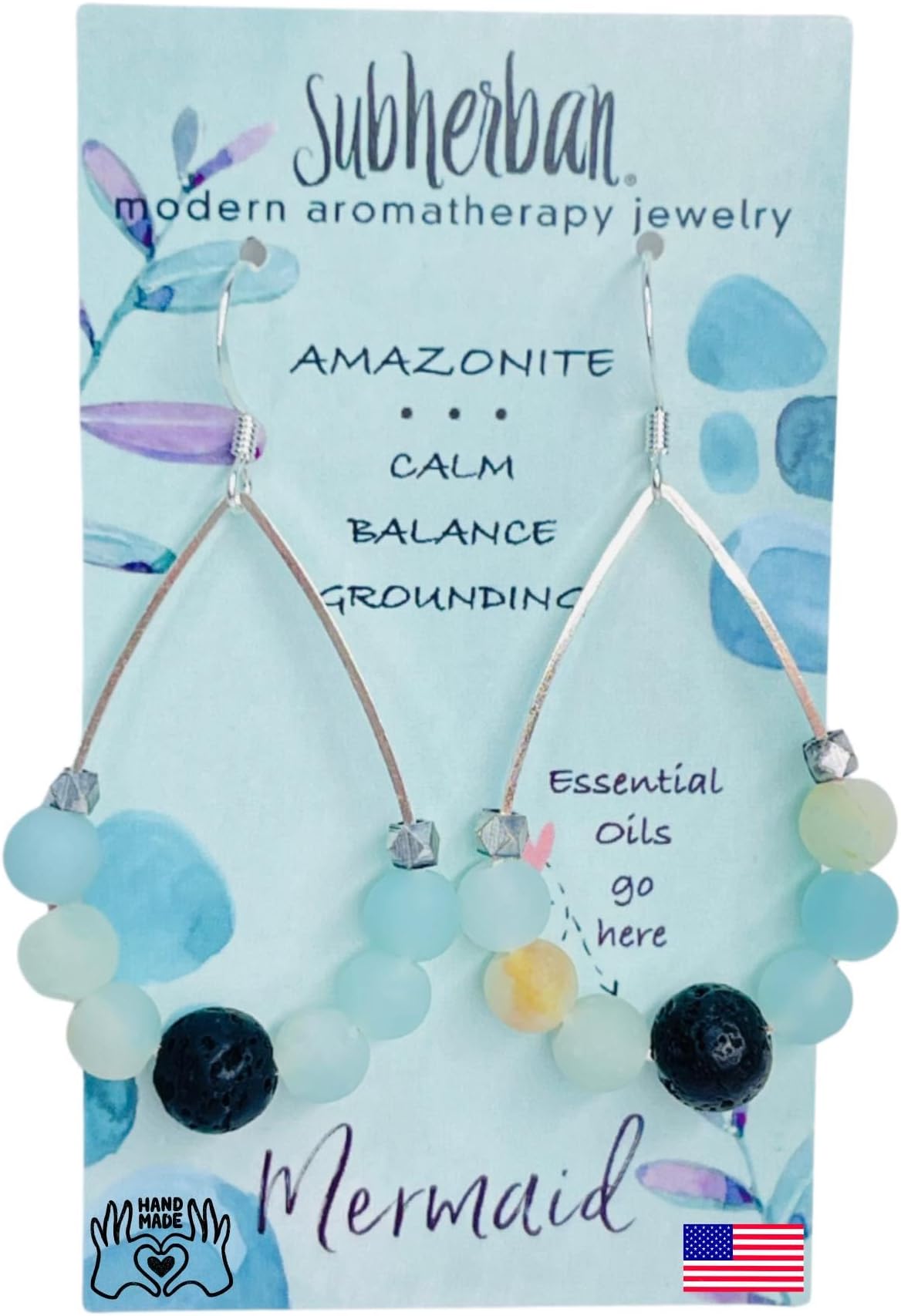 Lava Rock Earrings - Handmade in the USA - Essential Oil Diffuser Earrings for Women - Calming Earrings for Women - Crystal Lava Rock Jewelry Aromatherapy Earrings - Relaxation Gifts for Women