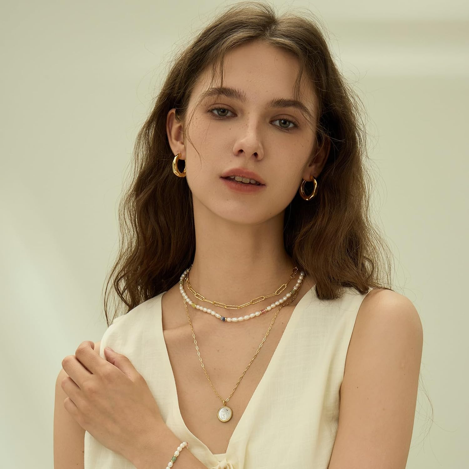 ARSIS 18K Gold Plated Chunky Chain Choker Necklaces for Women Paperclip Chains Y Lariat Necklace Minimalist Dainty Jewelry for Women