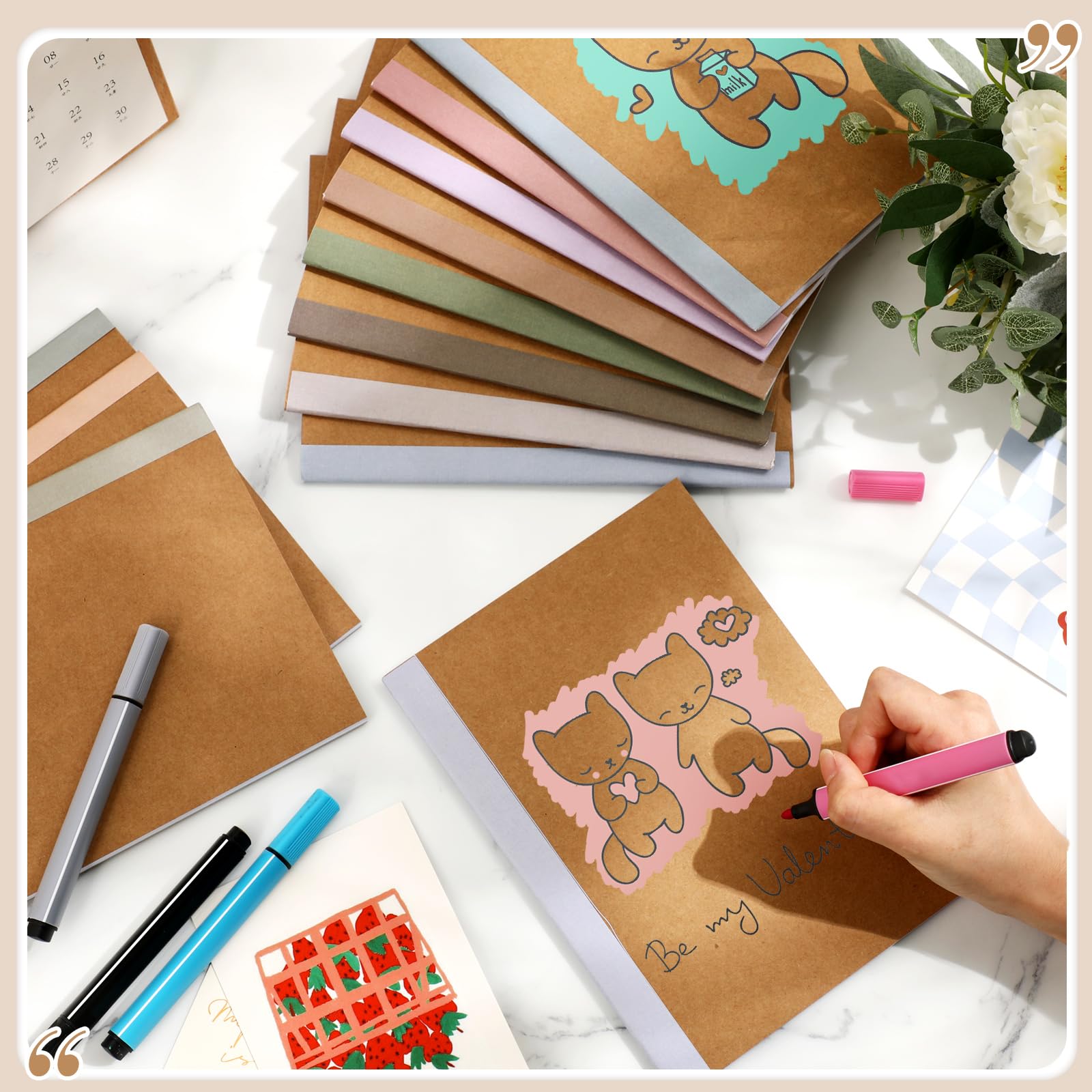 Harloon 24 quaderni formato A5, 20,3 x 14,6 cm, quaderni a righe in carta kraft con dorso arcobaleno, a righe, per scuola, ufficio, casa, bambini, donne, 60 fogli