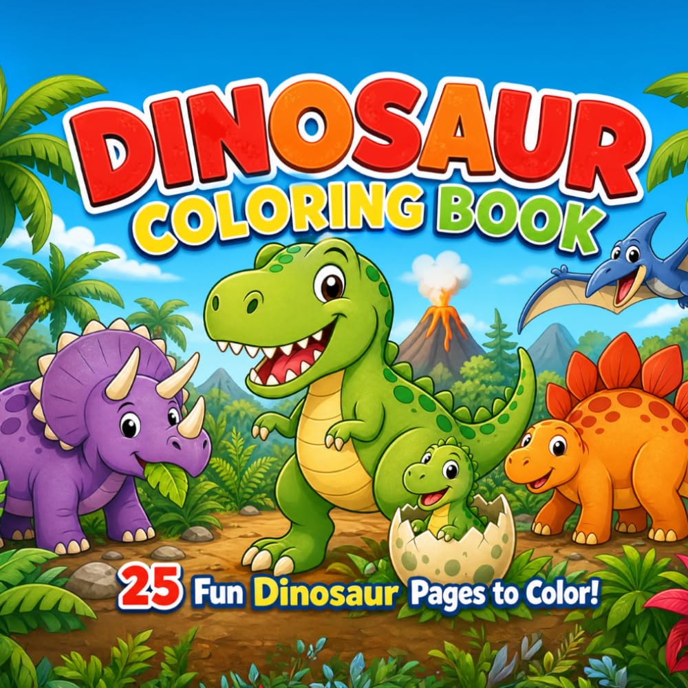 Dinosaur Colouring Book: 25 Fun Dinosaur Pages to Colour!