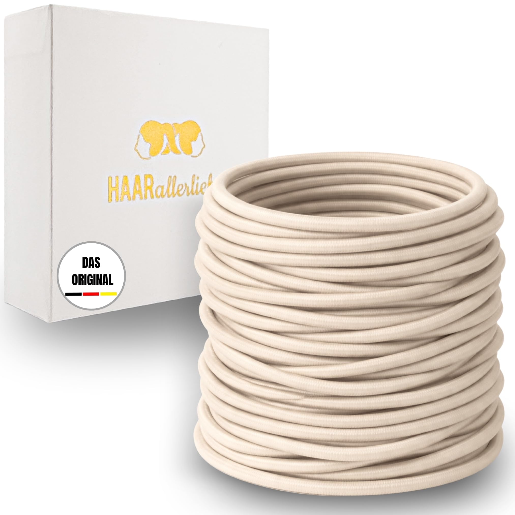 Haarallerliebst Haargummi Damen Beige für blondes Haar (30 Stück | 1,5mm dünn) - Dünne Haargummis nahtlos für Zopf & Dutt - Haargummis Damen | Zopfgummi | Hair Ties