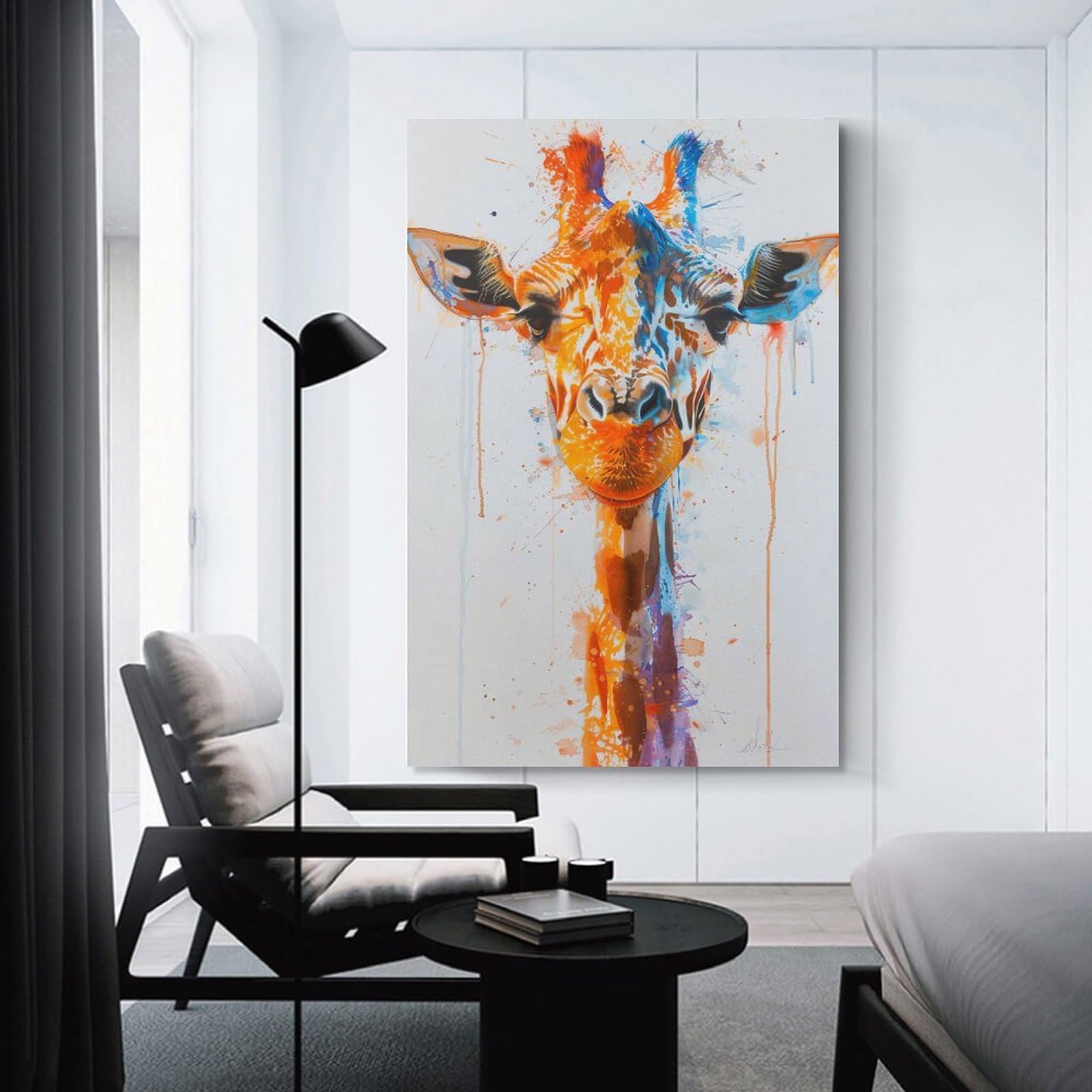 Junmoney Giraffe Watercolor Wall Picture Print 16x24inch(40x60cm), for Home Walls, Creative Rooms Or Shared Spaces, Stylish Home Artwork for Focal Walls