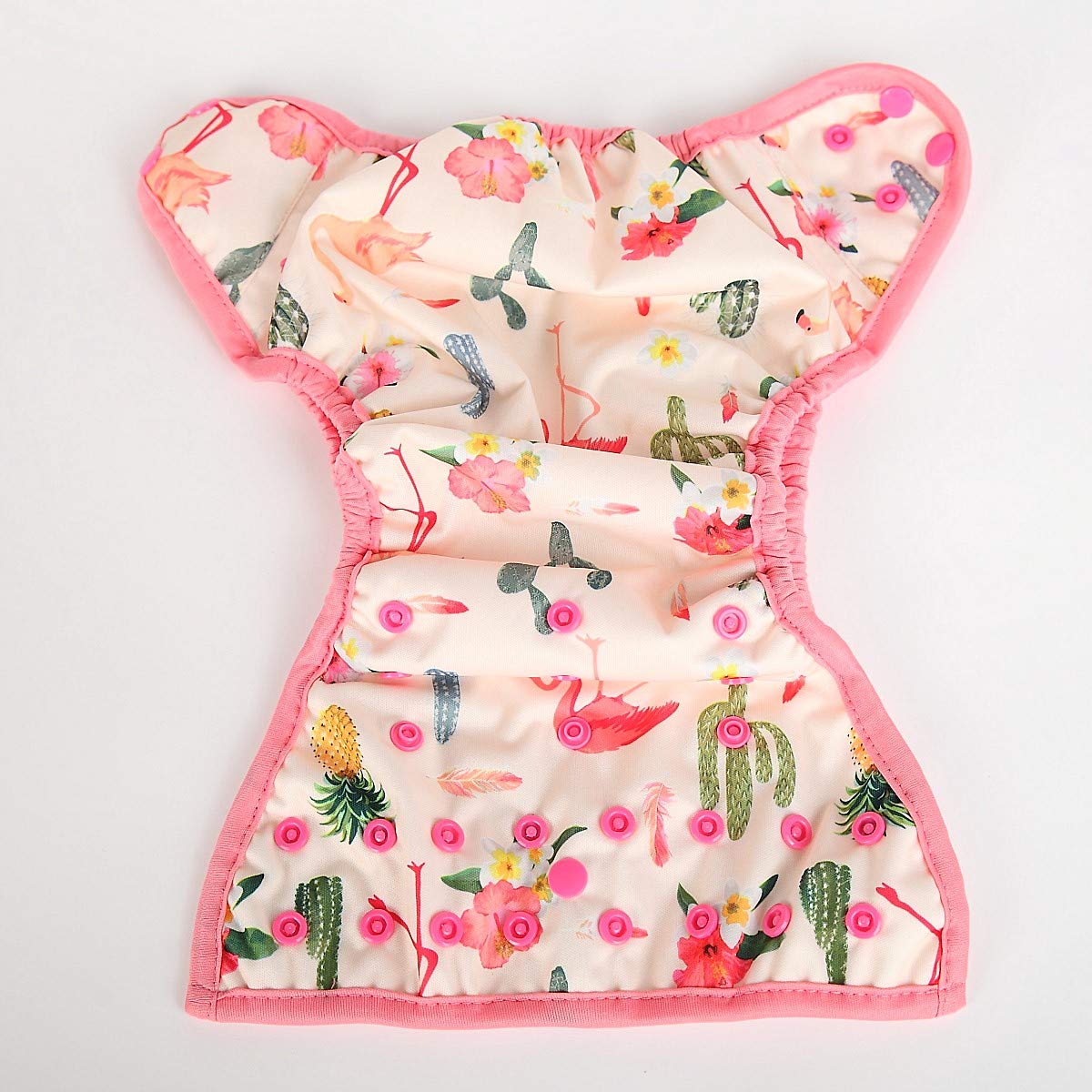 One Size Cloth Diaper Cover Snap With Double Gusset (Flamingo) : Baby