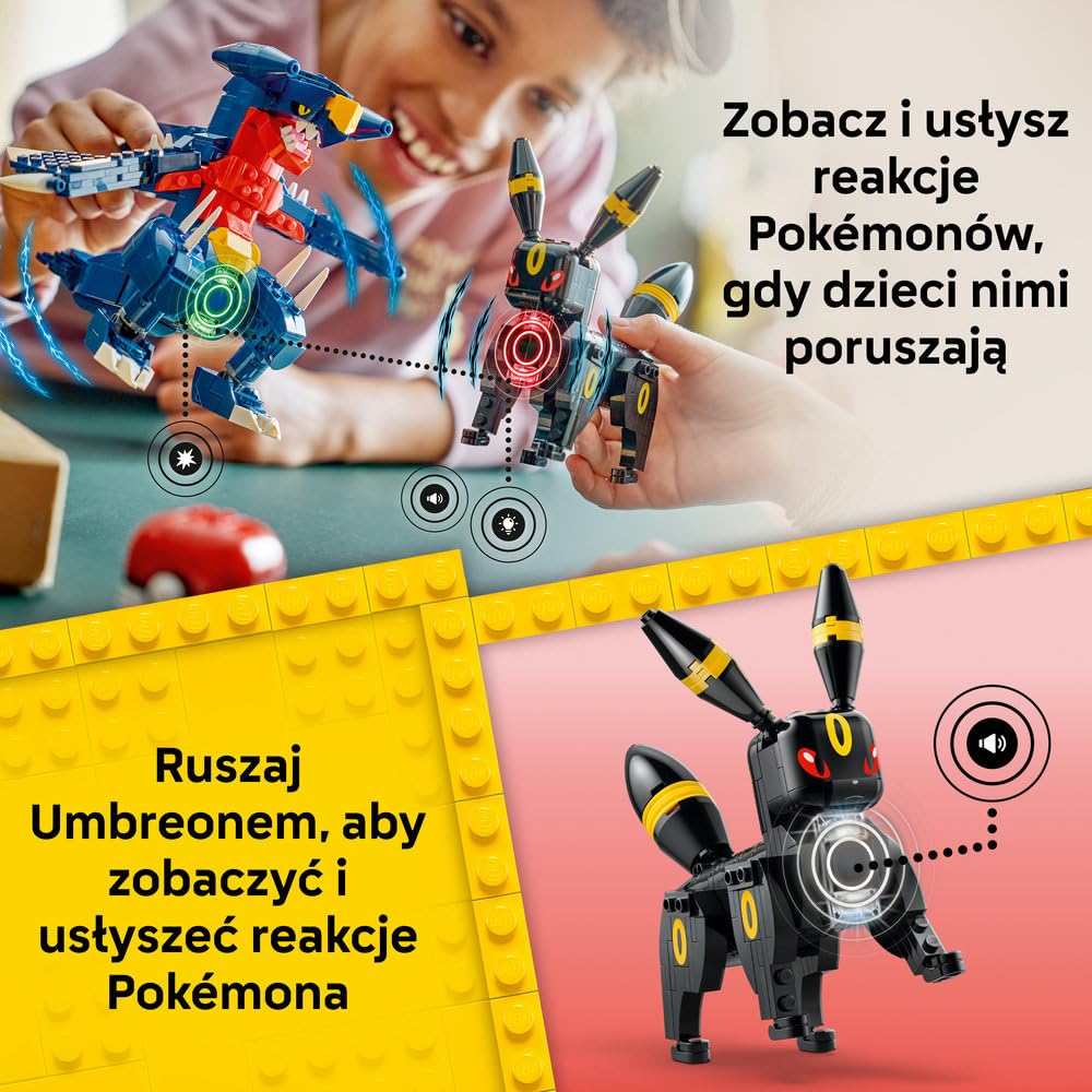 LEGO Pokémon SMART Play: Umbreon kontra Garchomp walka o mistrzostwo 72165 | Interaktywna zabawka z Pokémonami z klocków, zestaw kompatybilny, prezent dla dzieci 10+, 2 SMART Tagi, 831 elementów