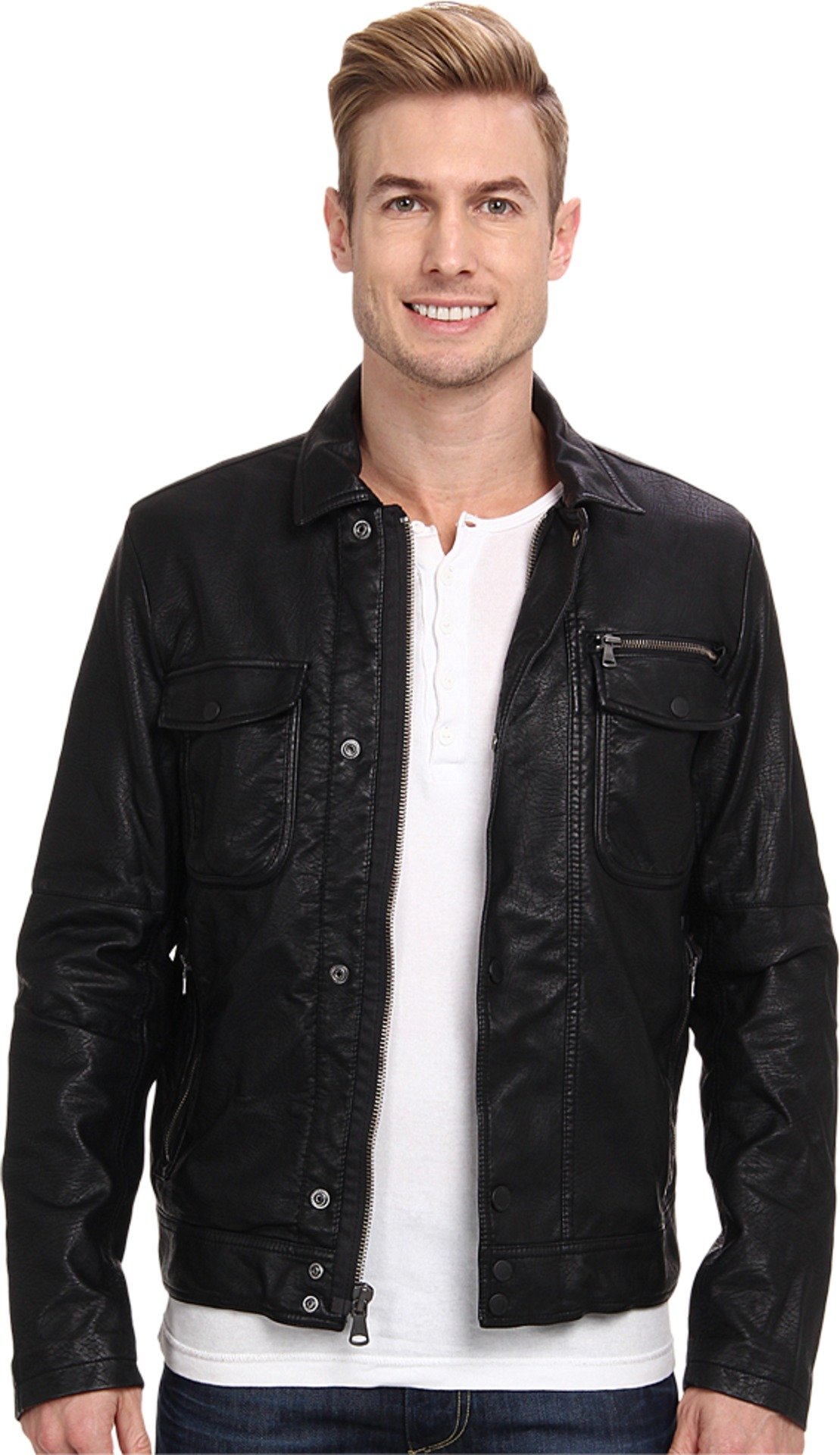 Calvin Klein Jeans Men's Faux-Leather Moto Jacket