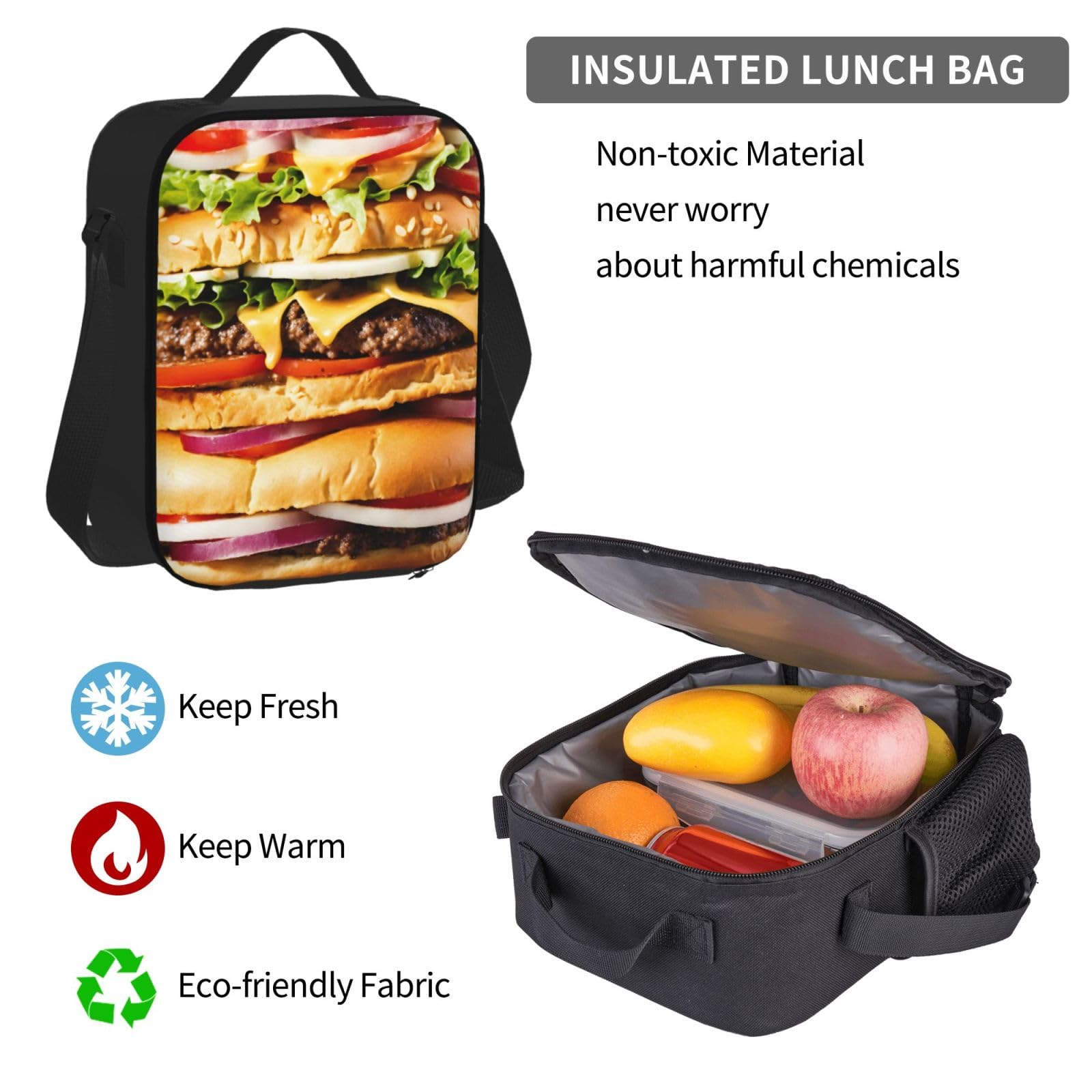 Zaino, borsa portapranzo, astuccio, set da 3 pezzi, per lavoro e
