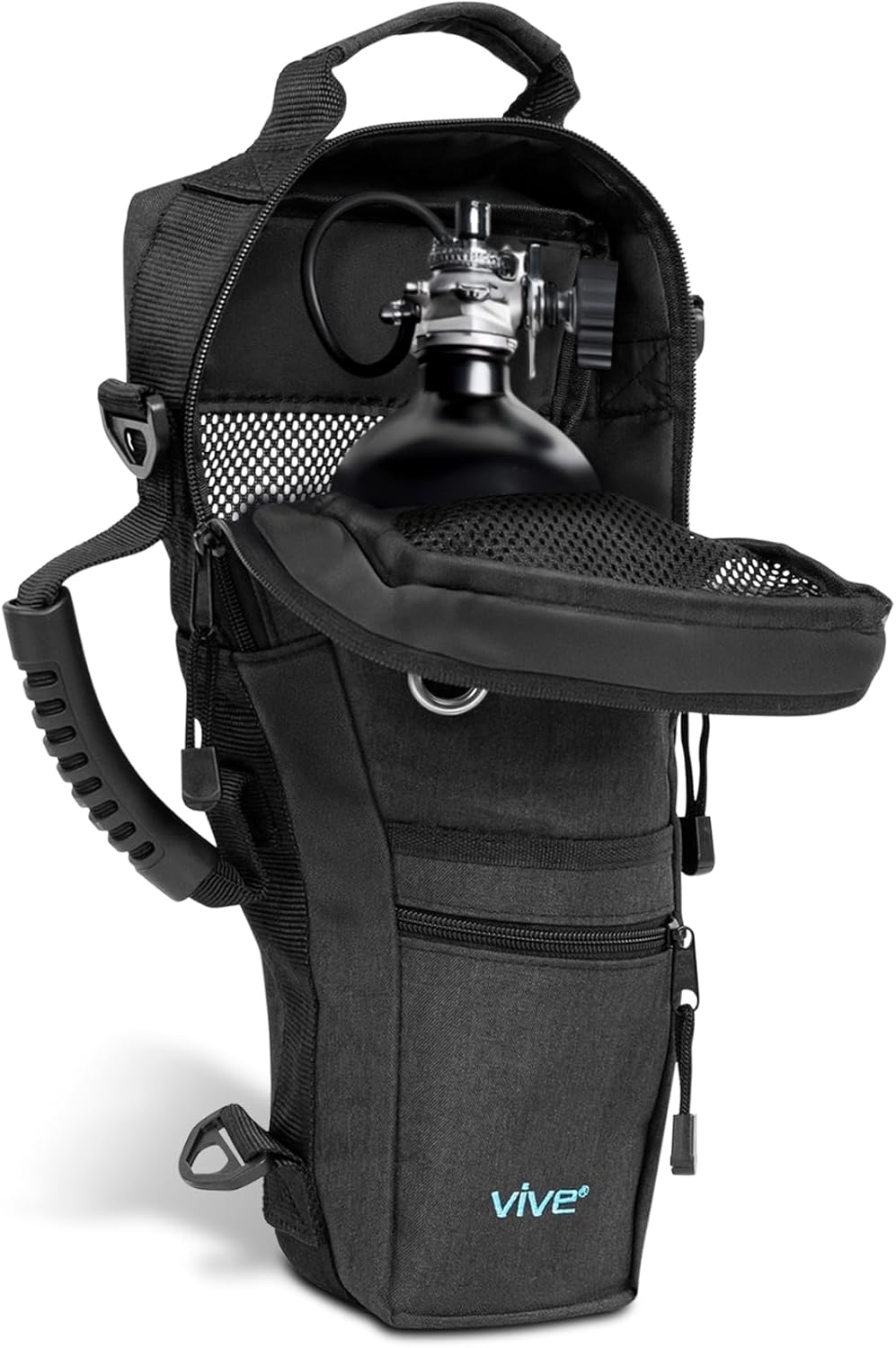 Vive Oxygen Tank Holder Backpack - Portable Carrying Shoulder Bag for Oxygen Cylinders - Healthcare Supplies & Accesories for Traveling - Lightweight, Adjustable Straps (Large)