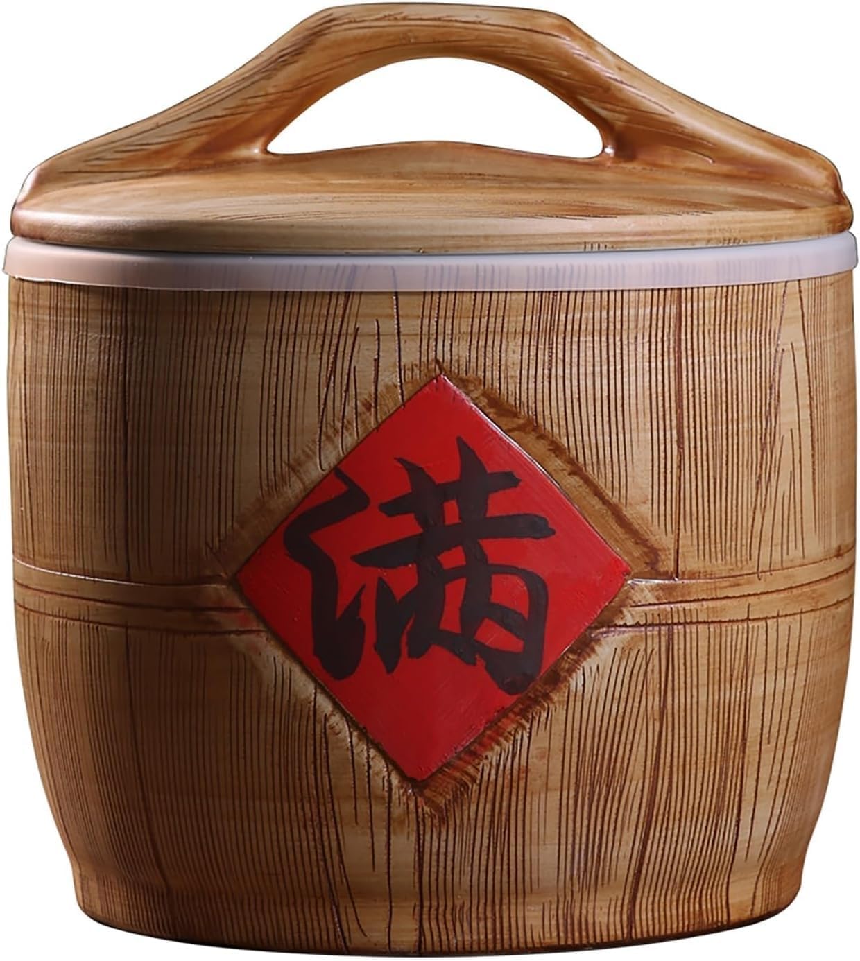 Ceramic Rice Container Ceramic Rice Jar with Lid Ceramic Rice Bucket Food Storage Jar with Lid Ceramic Grain Dispenser for Grains Snacks Candy Food Dispenser(A,5kg)