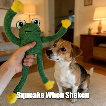 Speedy Panther Plush Dog Toys, Soft Squeaky Frog Chew Toy for Small Medium Large Dogs, Teeth Cleaning