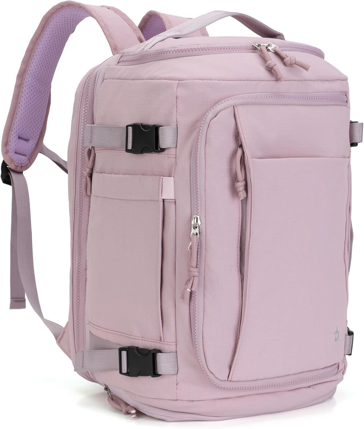 BESMART 45L Travel Duffle Backpack with Shoe Compartment&Trolley Sleeve&Wet Pocket,Expandable 12-Pockets Carry On Backpacks with 15.6” Laptop Compartment(Pink)