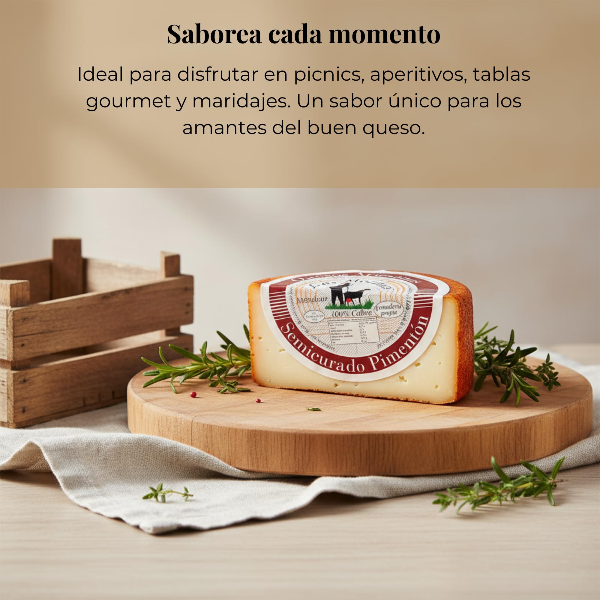 Queso Artesano Semi Curado Pimentón 100% Leche de Cabra Medio Gourmet