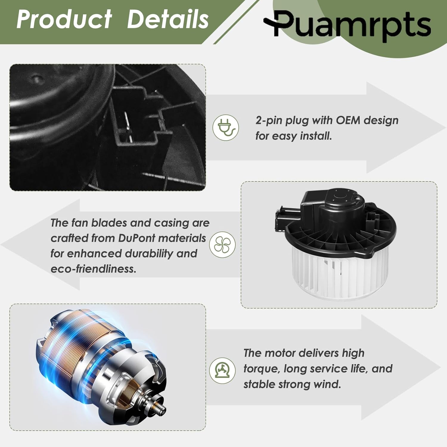 HVAC Blower Motor Compatible with - Chevy, Pontiac Vehicles - Caprice 2011-2017, SS 2014-2017, G8 2008-2009 - Replace# 92191993