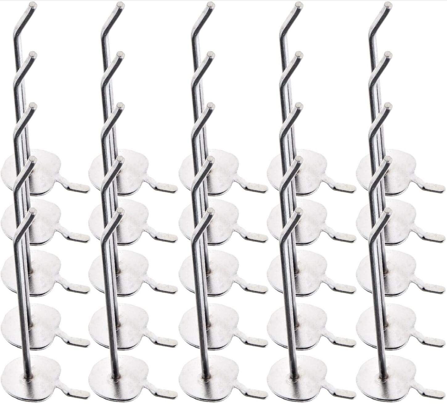 F Season Chrome 25Pcs Single Pegboard Hook Slat Wall Arm Retail Shop Prong Peg Hangers Board Hangers