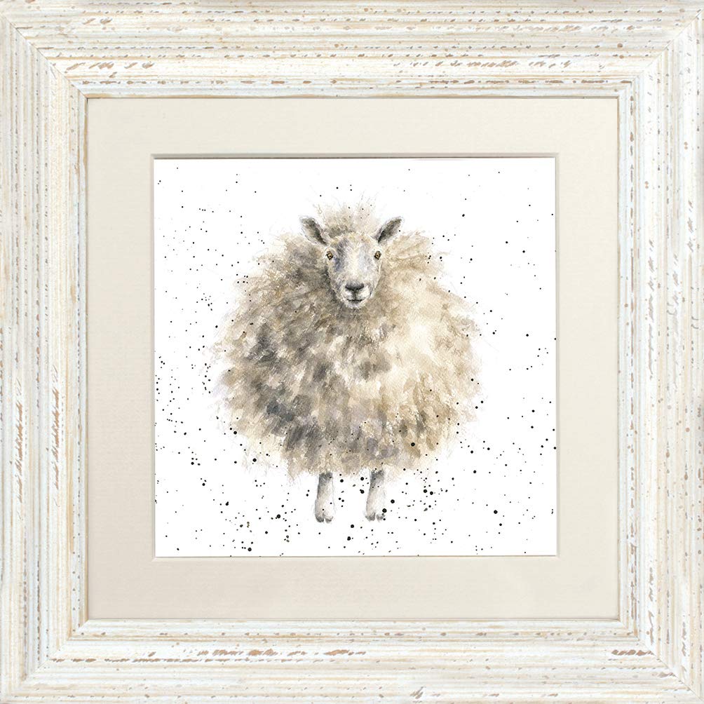Wrendale Designs Distressed White - 'The Woolly Jumper' Framed Card - White