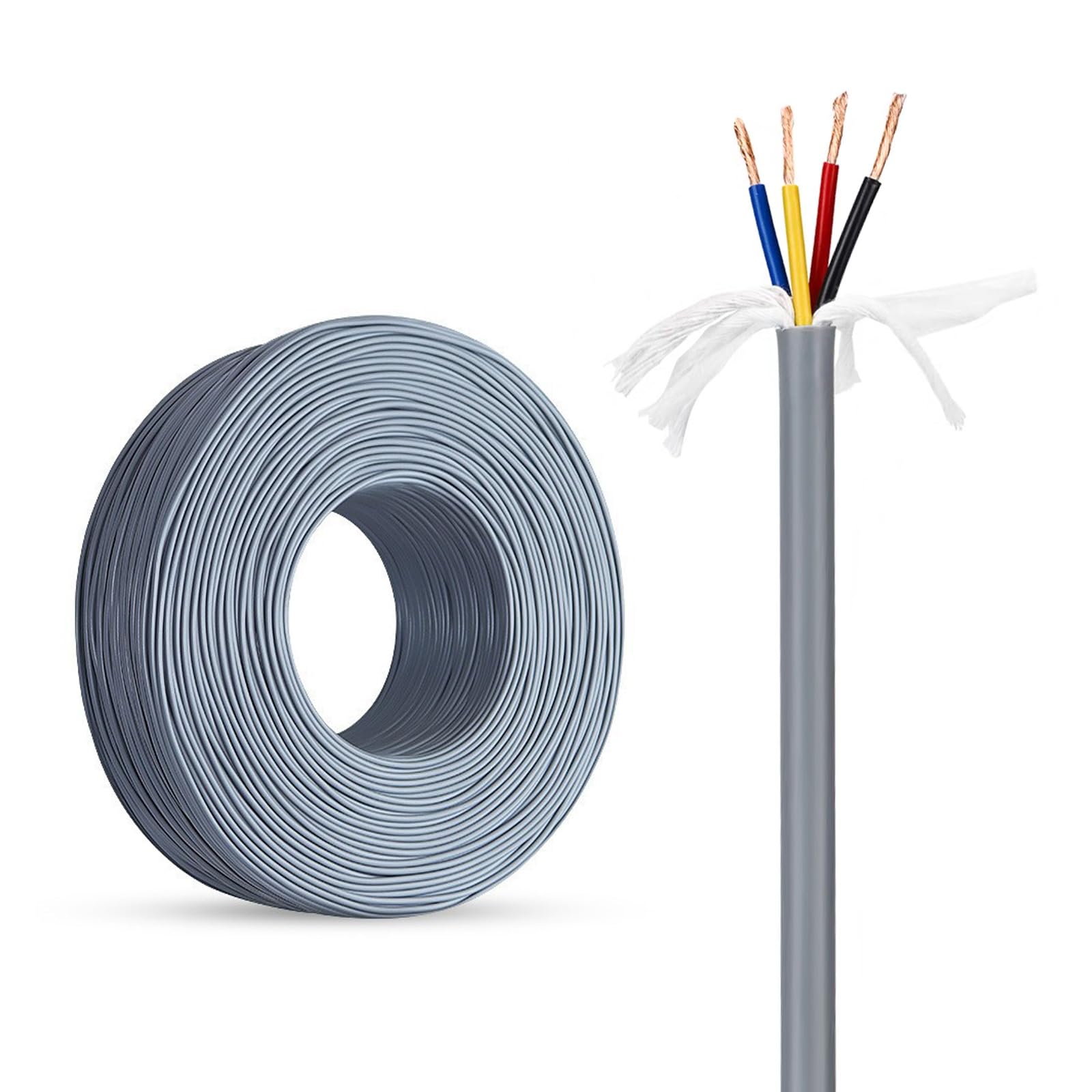 Cavo Piatto Cavo Elettrico, Cavo schermato a doppino Intrecciato in Rame Privo di Ossigeno ad Alta flessibilità a 4 conduttori da 0,15 a 2,50 mm²(25ft,1.00mm²-4C)