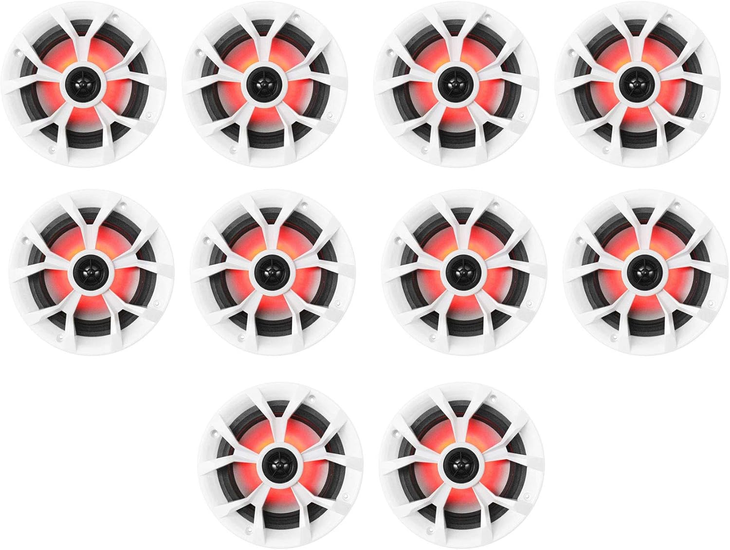 Rockville RKL65MBW 6.5" 700W Marine Speakers, 4 Ohm, LED Lights, CEA Compliant, Coaxial, Waterproof, Black/White Grilles for Boats, ATVs, UTVs, 5-Pair