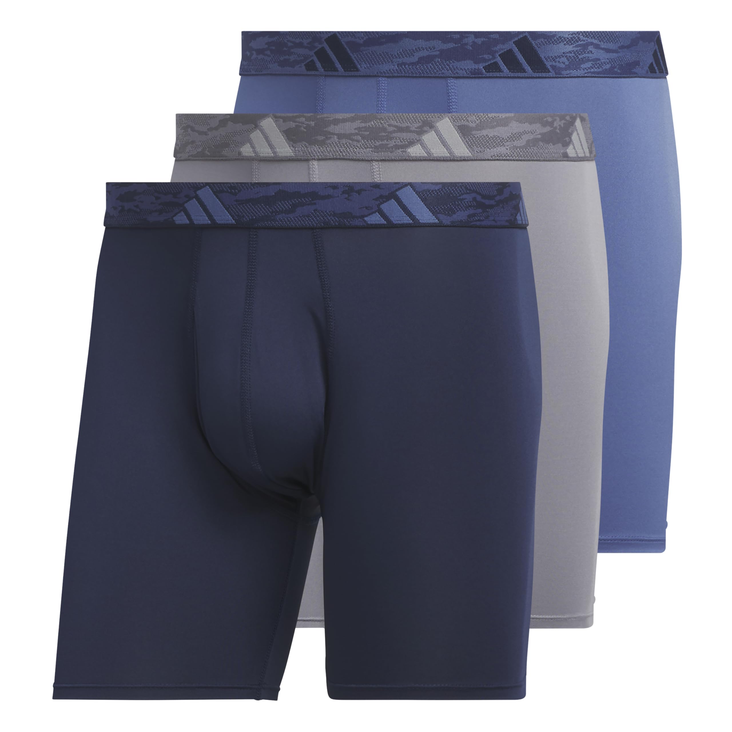 adidas Men's Microfiber 3-Pack Boxer Brief, Collegiate Navy/Grey/Crew Blue, L