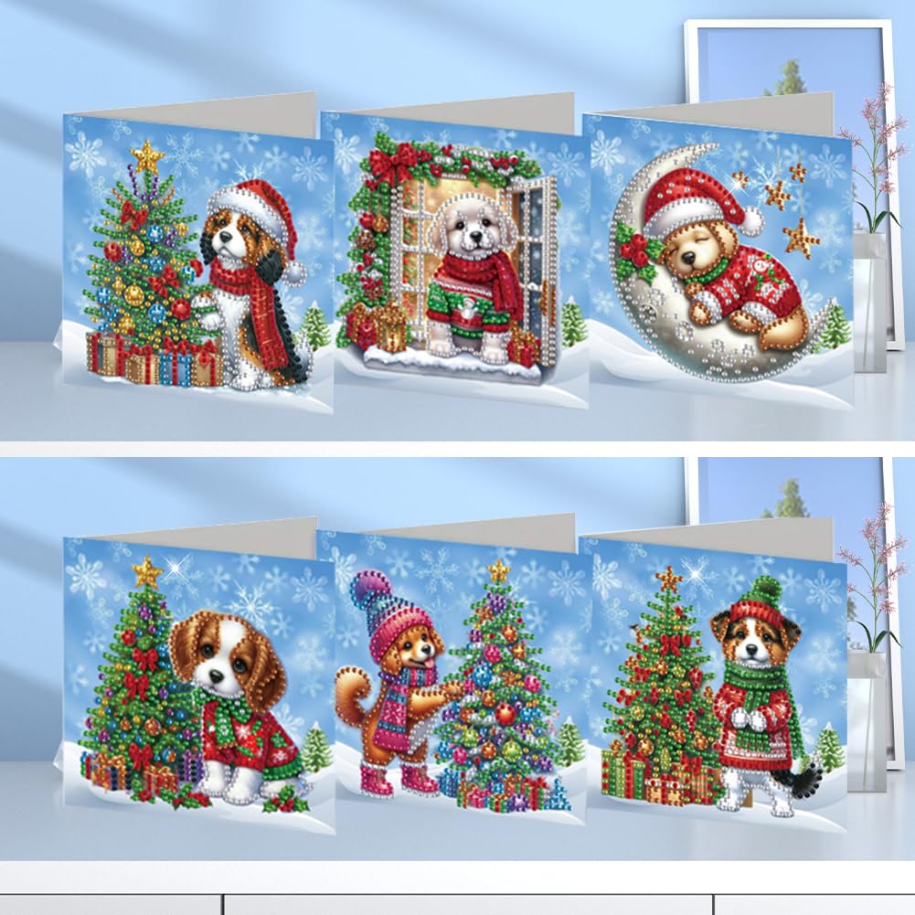 Speproeco C 6Pcs Diy Diamond Art Painting Hristmas Ards Kit, 5D Handmade Rystal Greeting Ard For Hristmas Birthday Embroidery Postcard Diamond Art Greeting Ards For Family Friends